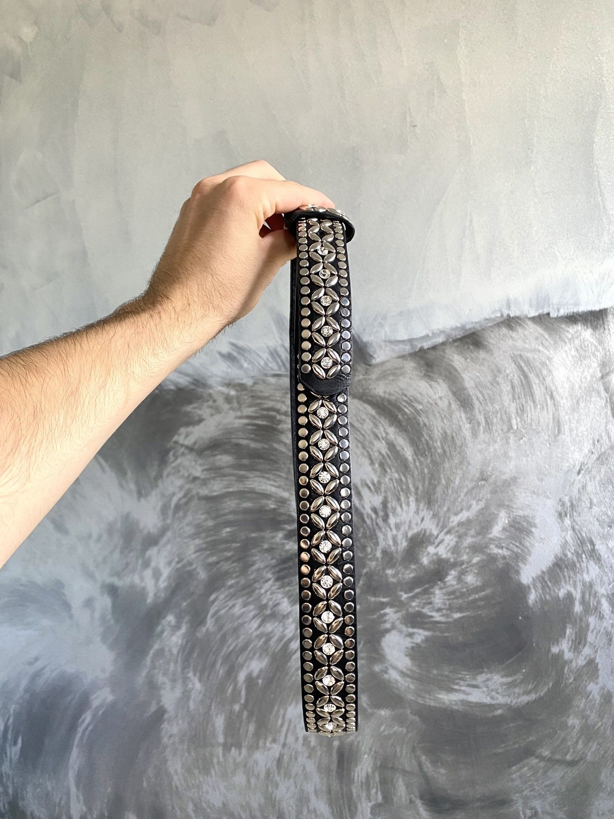 Japanese Brand Vintage Rhinestones leather Belt BB Simon Style Size ONE SIZE - 9 Thumbnail