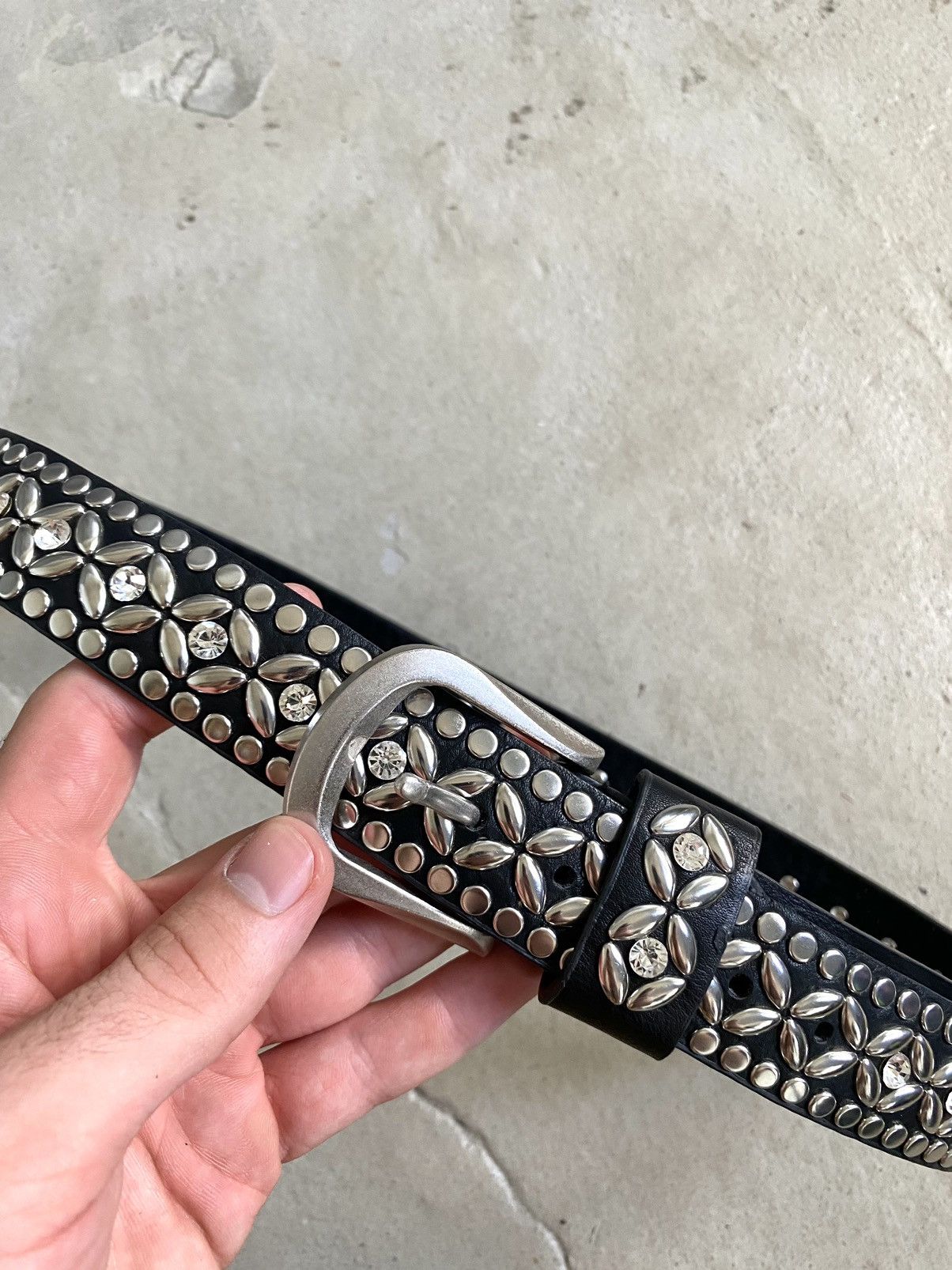 Japanese Brand Vintage Rhinestones leather Belt BB Simon Style Size ONE SIZE - 7 Thumbnail