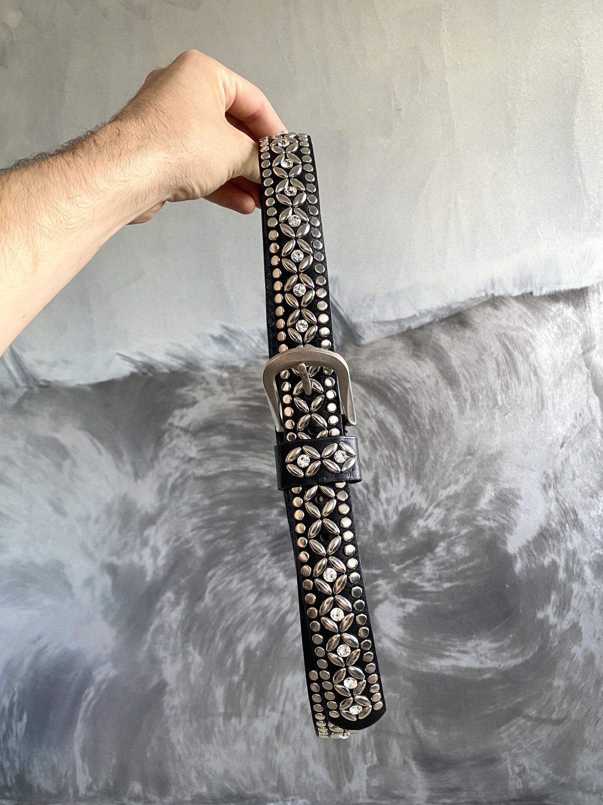 Japanese Brand Vintage Rhinestones leather Belt BB Simon Style Size ONE SIZE - 8 Thumbnail