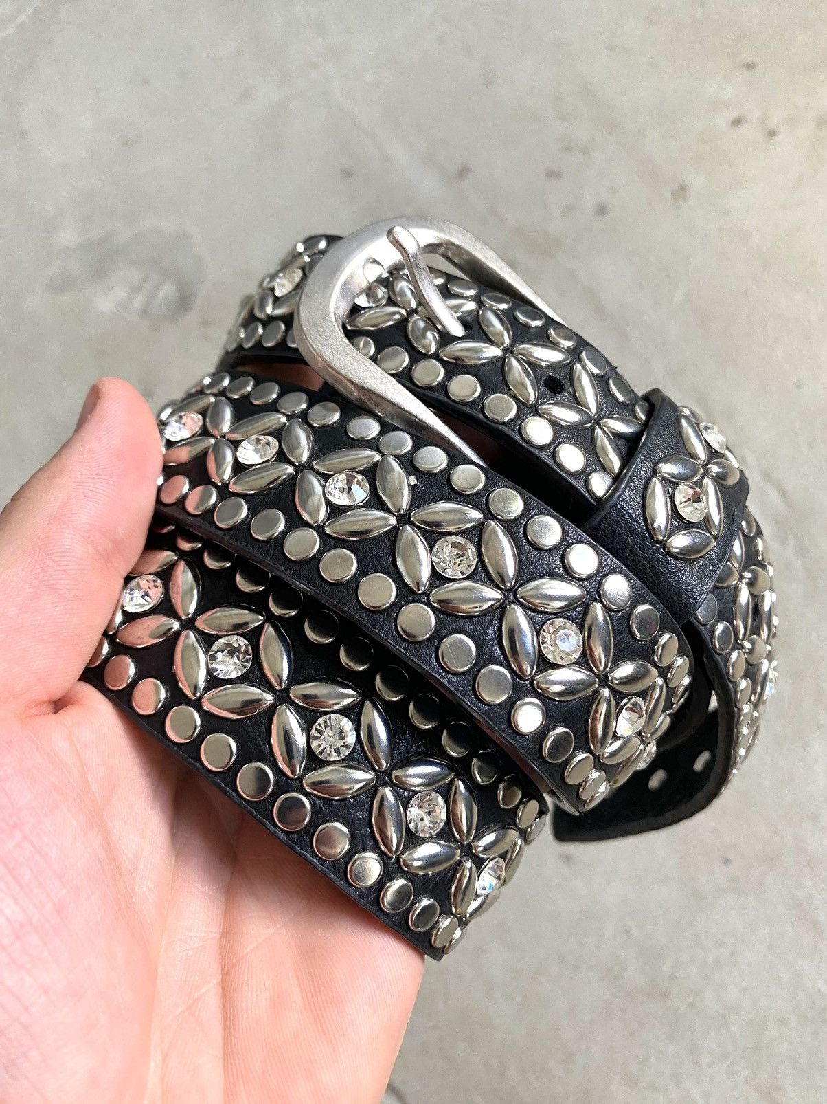 Japanese Brand Vintage Rhinestones leather Belt BB Simon Style Size ONE SIZE - 5 Thumbnail