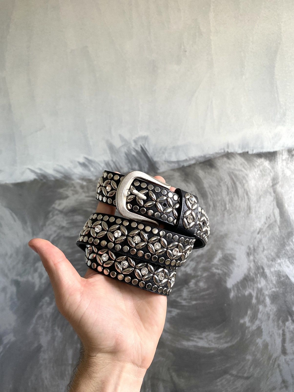 Japanese Brand Vintage Rhinestones leather Belt BB Simon Style Size ONE SIZE - 1 Thumbnail