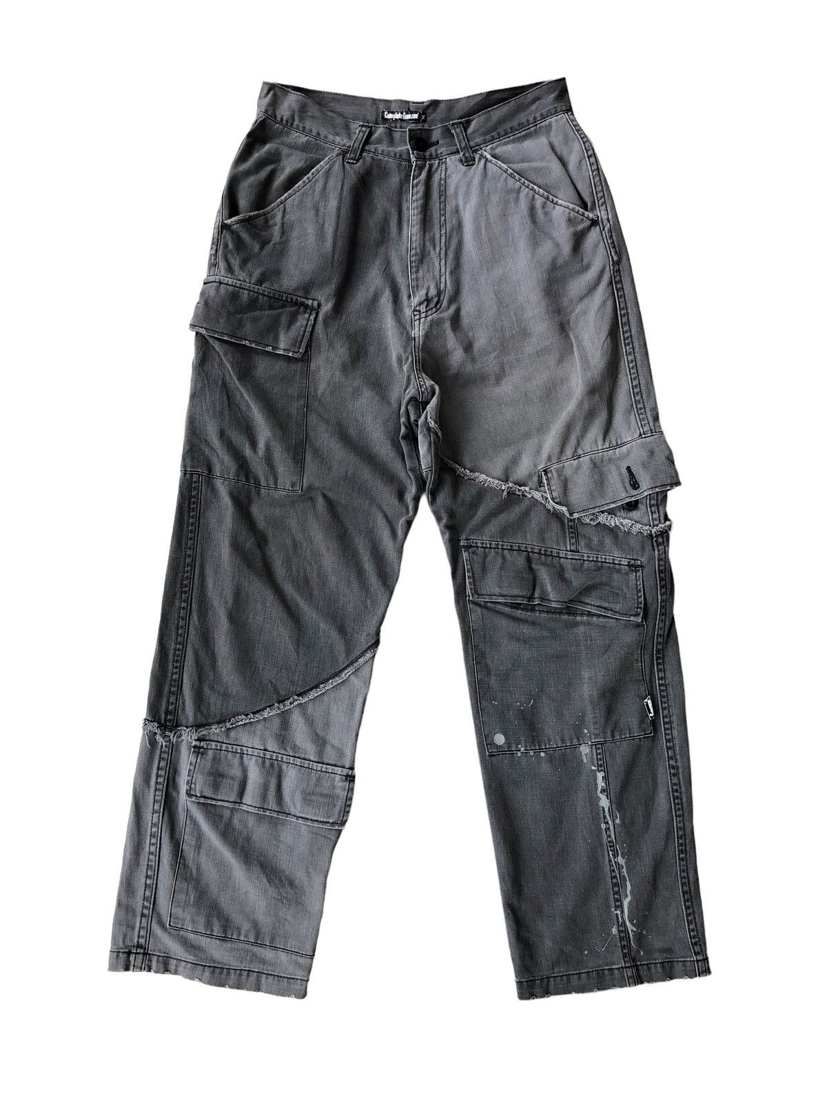 General Research Complete Finesse 🇯🇵 Patchwork Crafted Baggy Cargo Pants Size US 29 - 1 Thumbnail