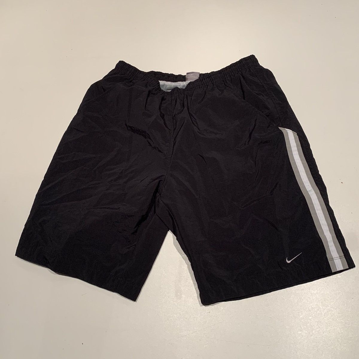 Nike × Vintage Vintage 90s Nike Embroidered Swoosh Swim Shorts Black Large Size US 32 / EU 48 - 1 Thumbnail