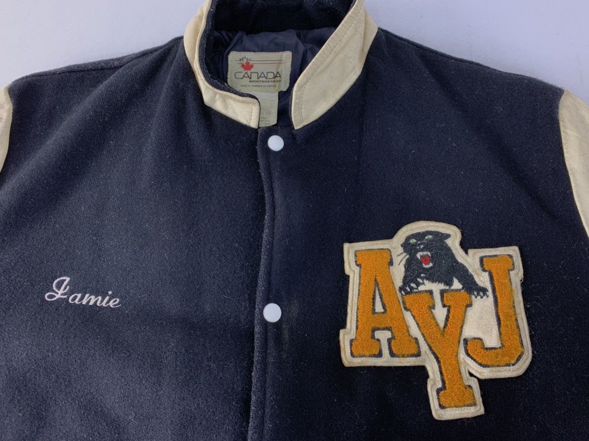 Genuine Leather 80s AYJ Canada Sportswear Jackson Leather Sleeve Jacket Size US L / EU 52-54 / 3 - 3 Thumbnail