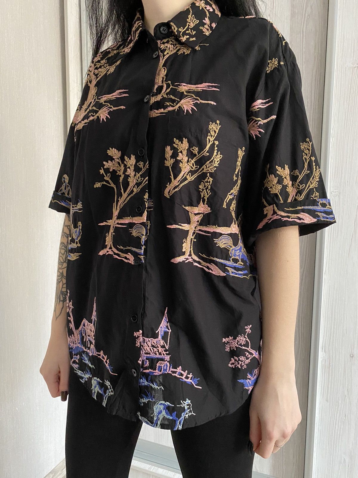 Zara Japanese Style Zara Embroider Print Shirt Button Up Size M / US 6-8 / IT 42-44 - 1 Thumbnail