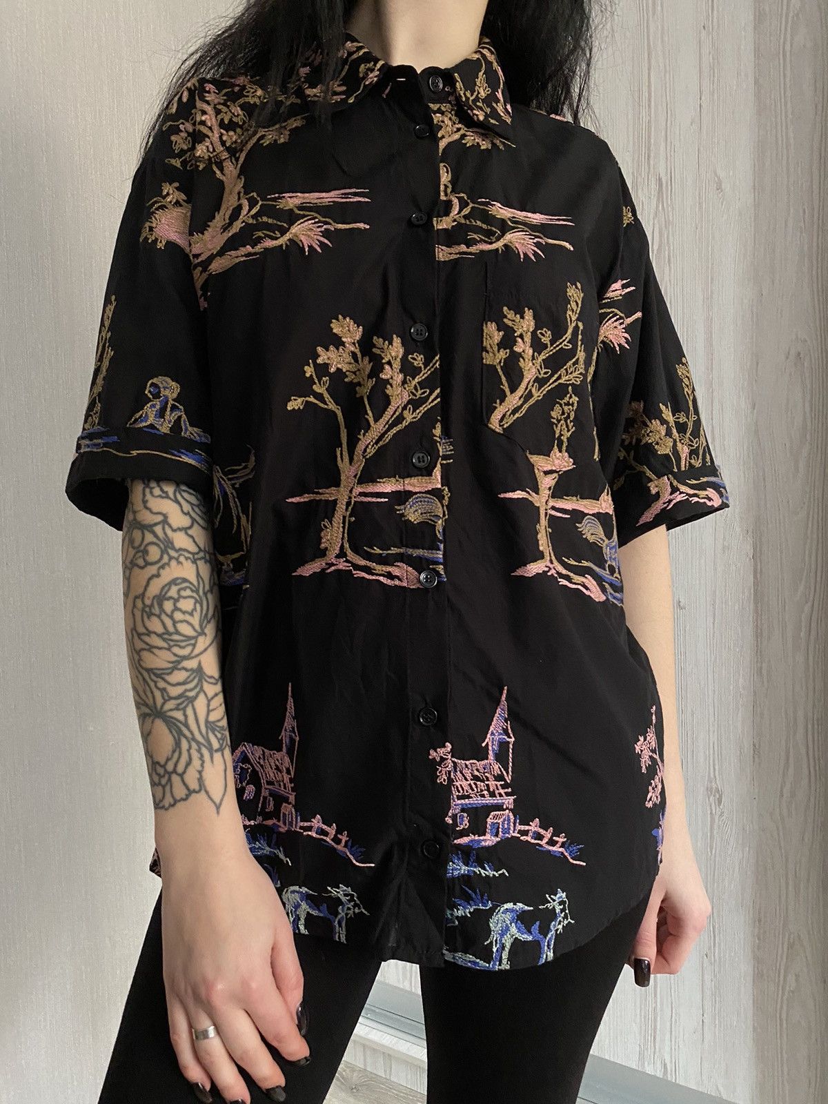 Zara Japanese Style Zara Embroider Print Shirt Button Up Size M / US 6-8 / IT 42-44 - 2 Thumbnail