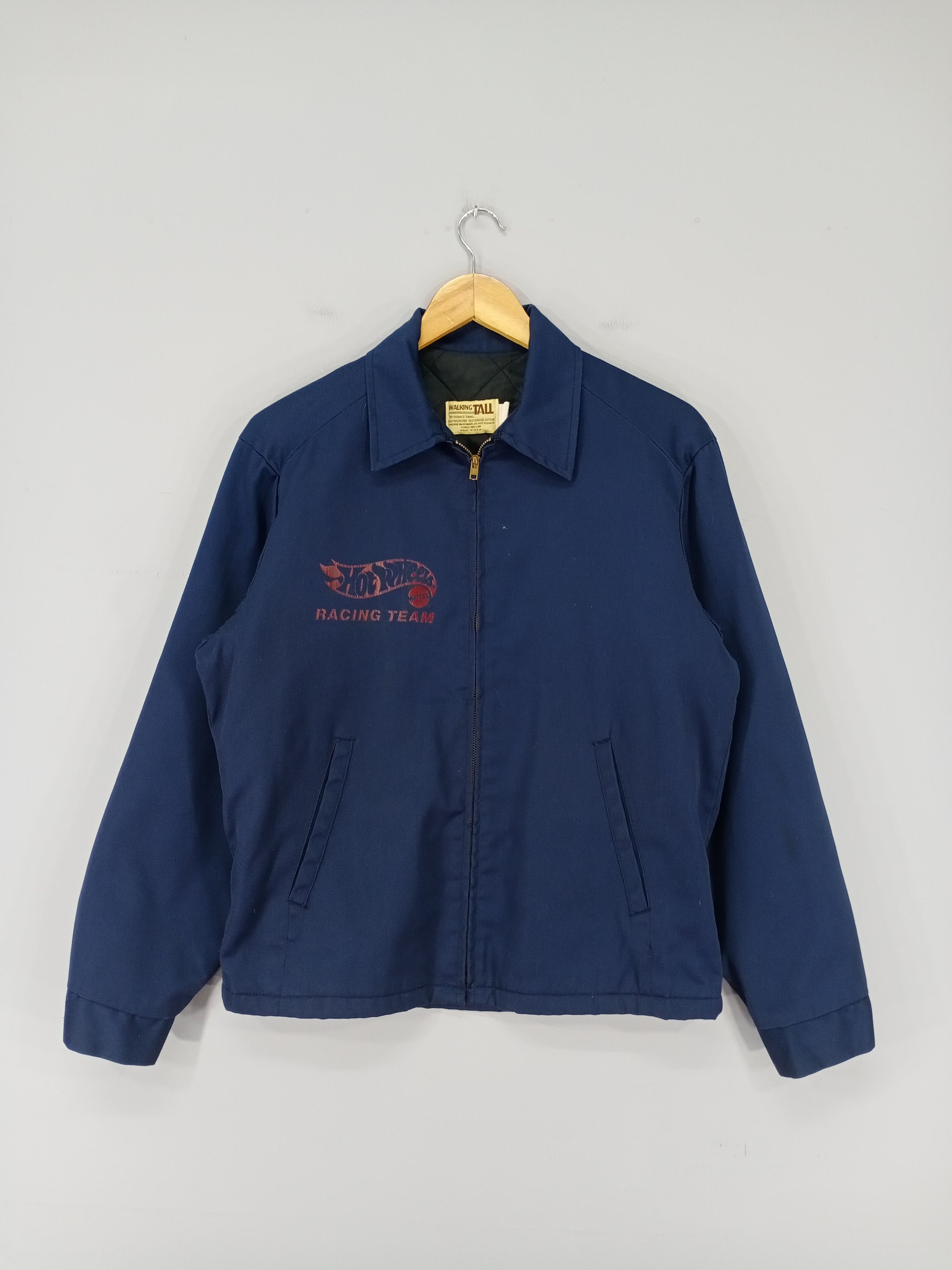 image of Nascar x Racing Vintage 80's Hot Wheels Racing Team Worker Zipper Jacket in Dark Blue (Size Medium)