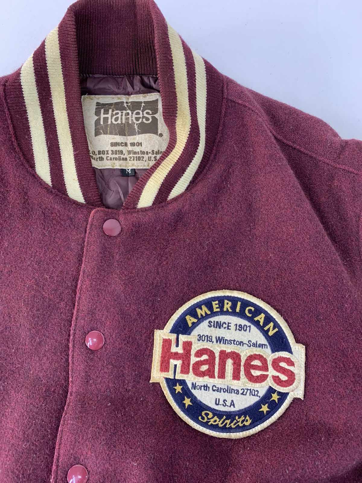 Hanes Hanes American Spirit Winston Salem Big Badge Leather Sleeve Size US M / EU 48-50 / 2 - 3 Thumbnail