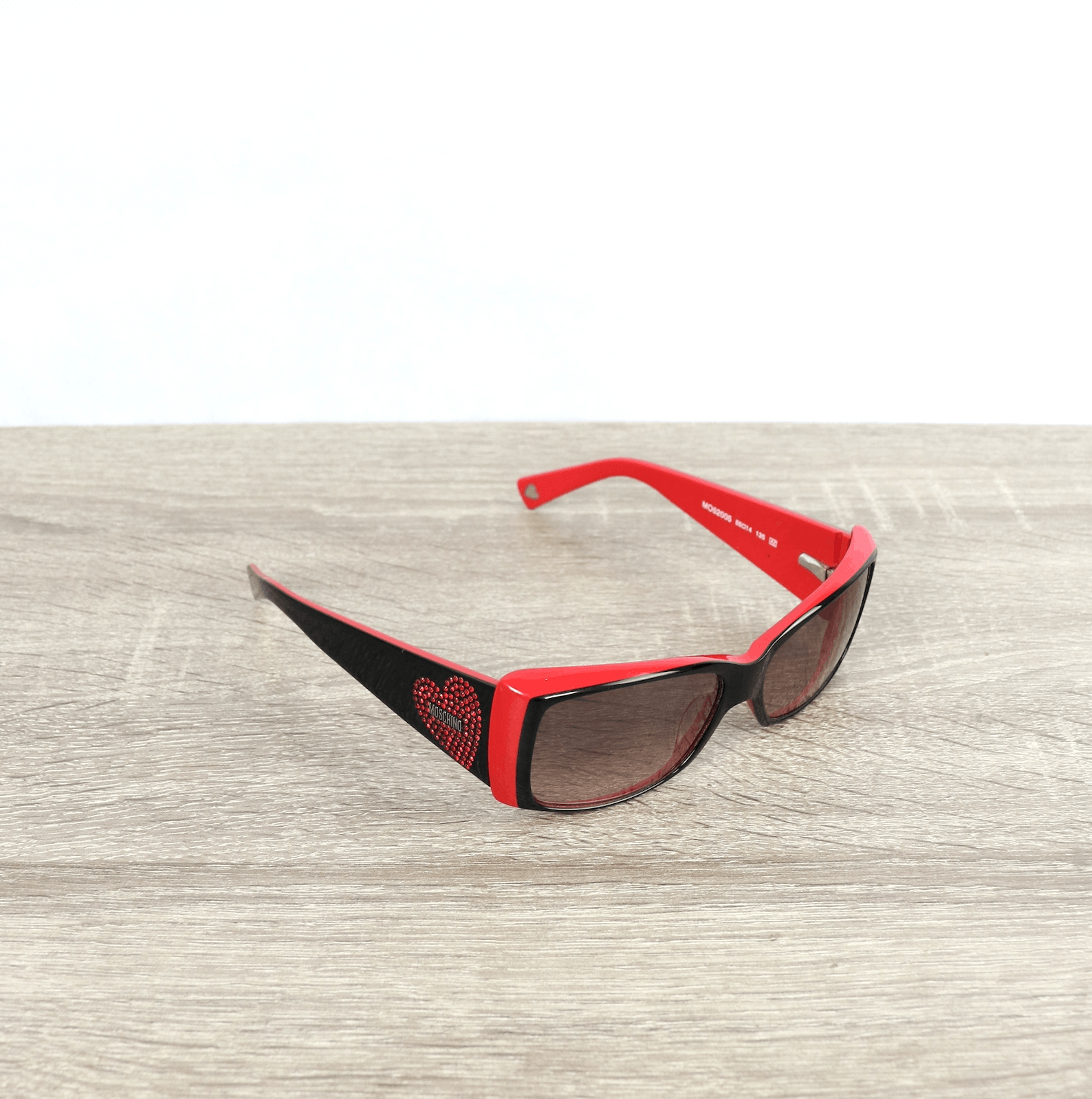 image of Archival Clothing x Moschino Heart Swarovski Sunglasses in Black Red, Women's