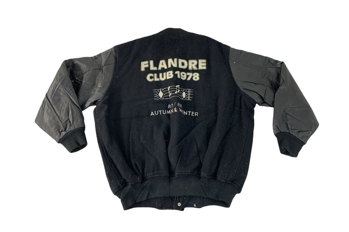 image of Leather Jacket x Varsity Jacket Hype 80's Flandre Co Club 1978 Autumn Winter 88/89 Jacket in Black 