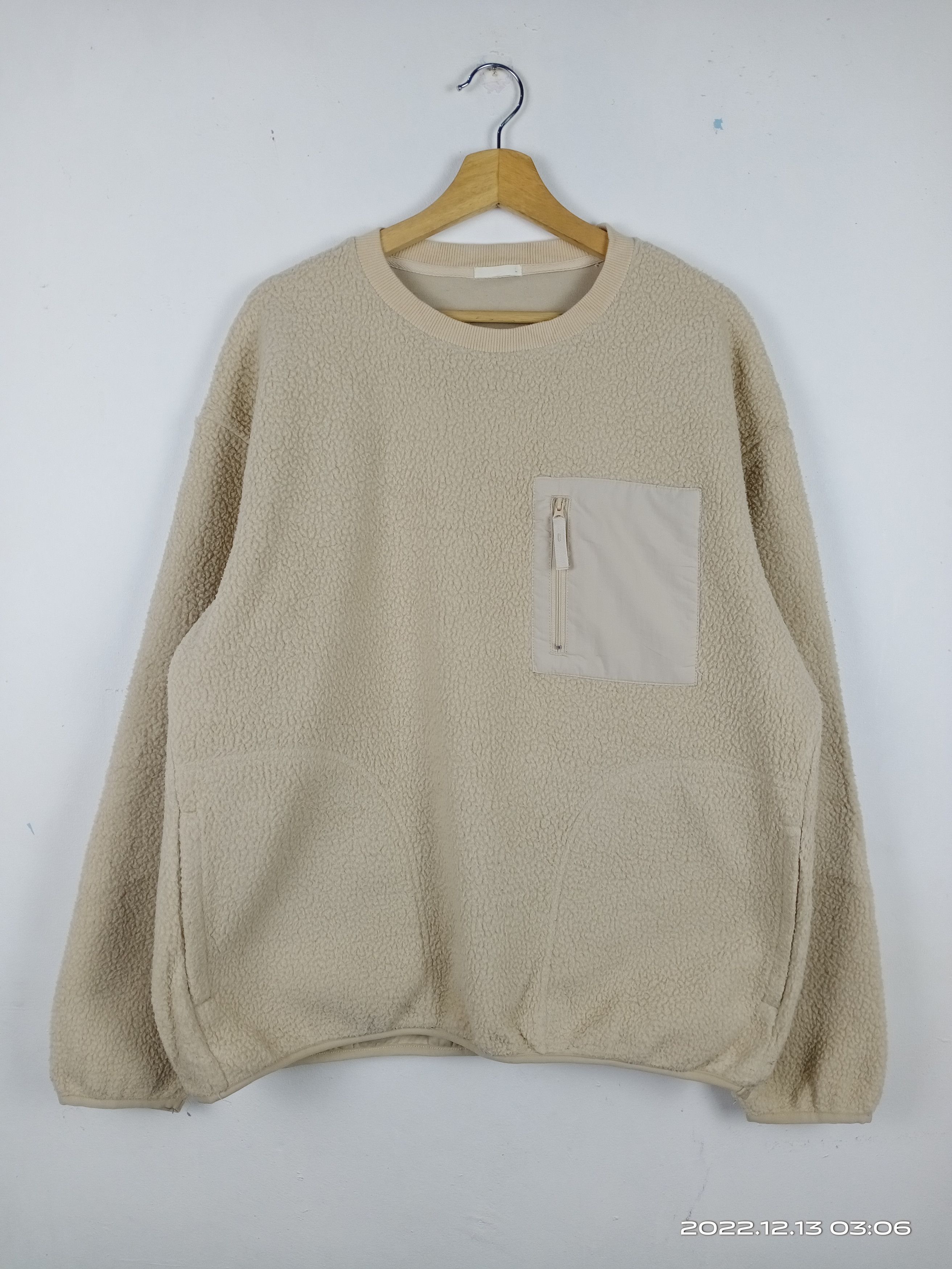 image of gu By Uniqlo Fleece Deep Pile Sweatshirt Jacket, Men's (Size Large)
