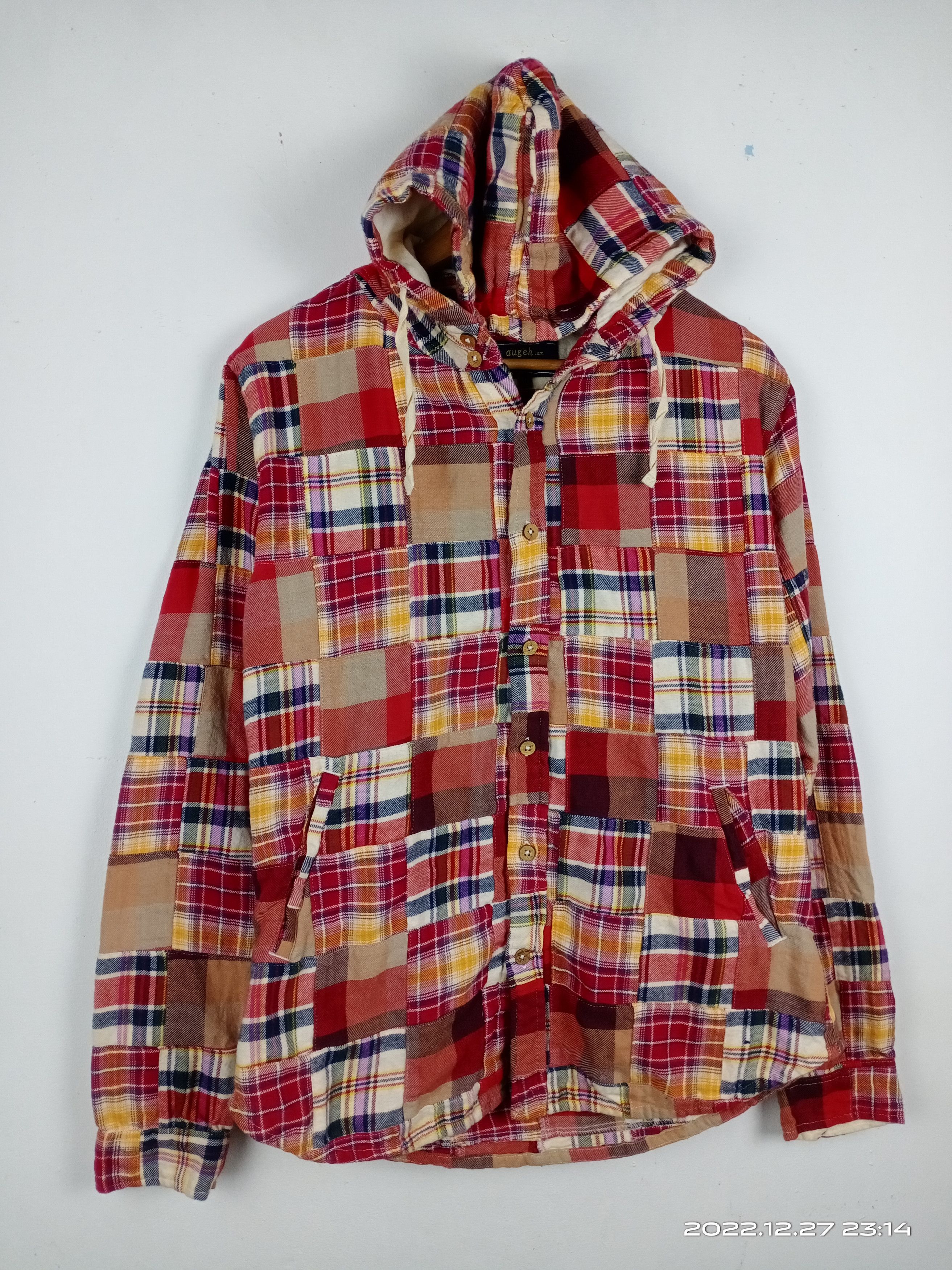 Flannel 💥RARE💥Augeh Patchwork Hoodie Flannel Shirt Nice Design Size US M / EU 48-50 / 2 - 2 Thumbnail