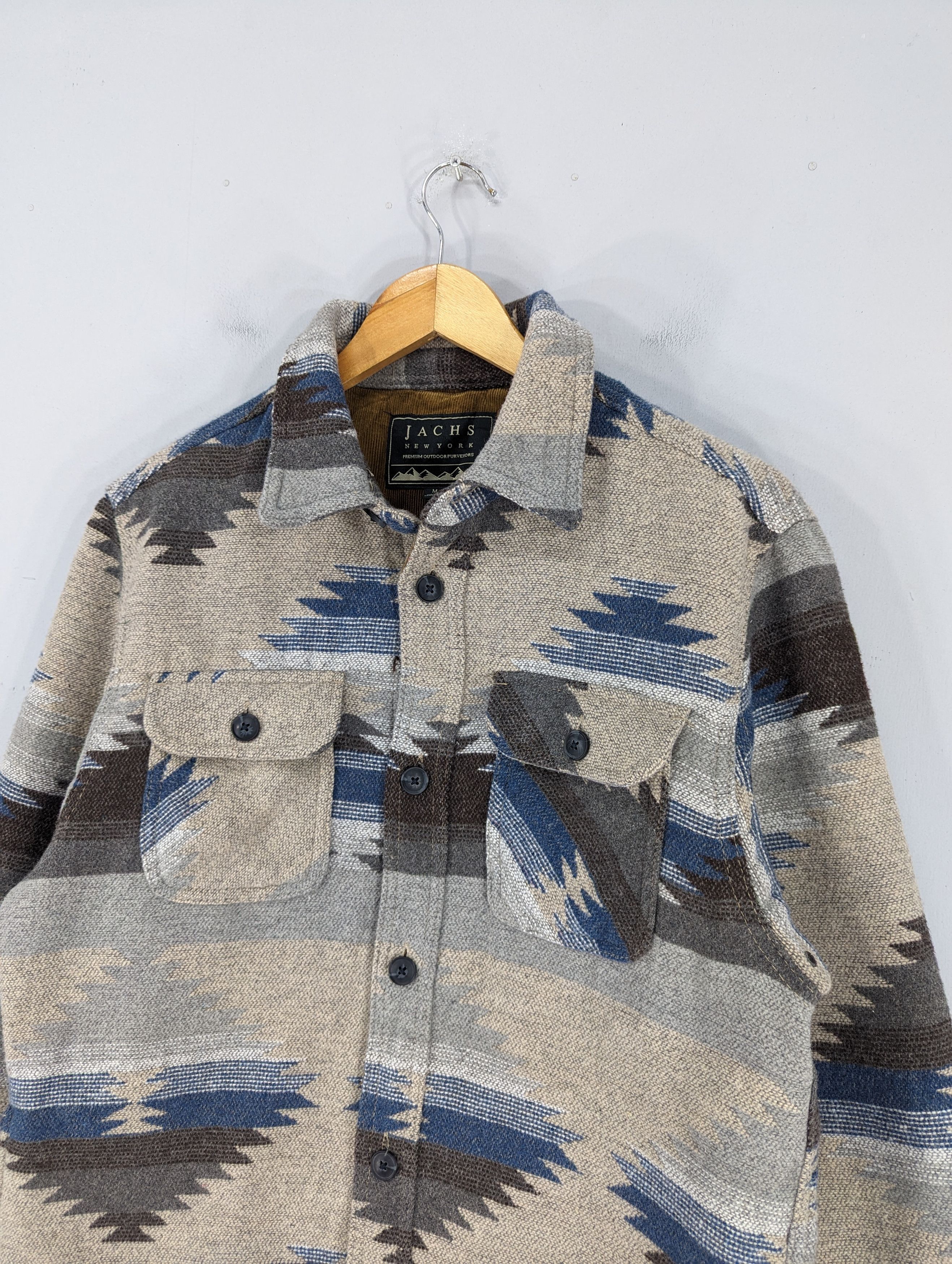 JACHS NY 💥RARE💥Cream Aztec Wool Blend Shirt Jacket Size US M / EU 48-50 / 2 - 4 Thumbnail