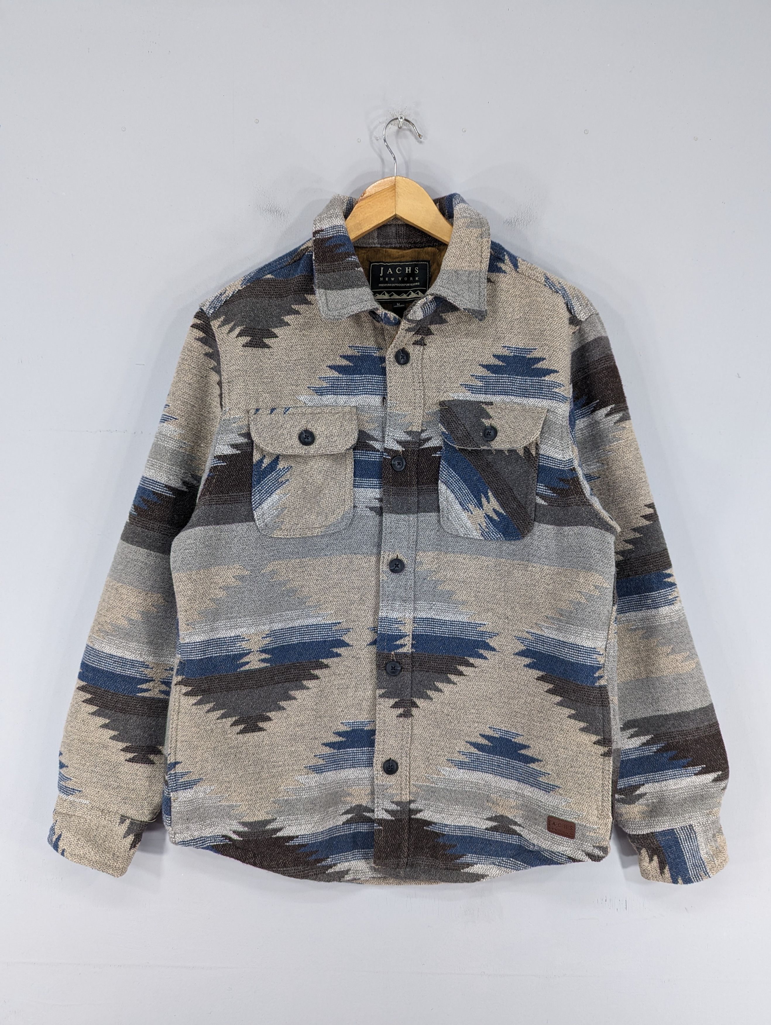 JACHS NY 💥RARE💥Cream Aztec Wool Blend Shirt Jacket Size US M / EU 48-50 / 2 - 1 Thumbnail
