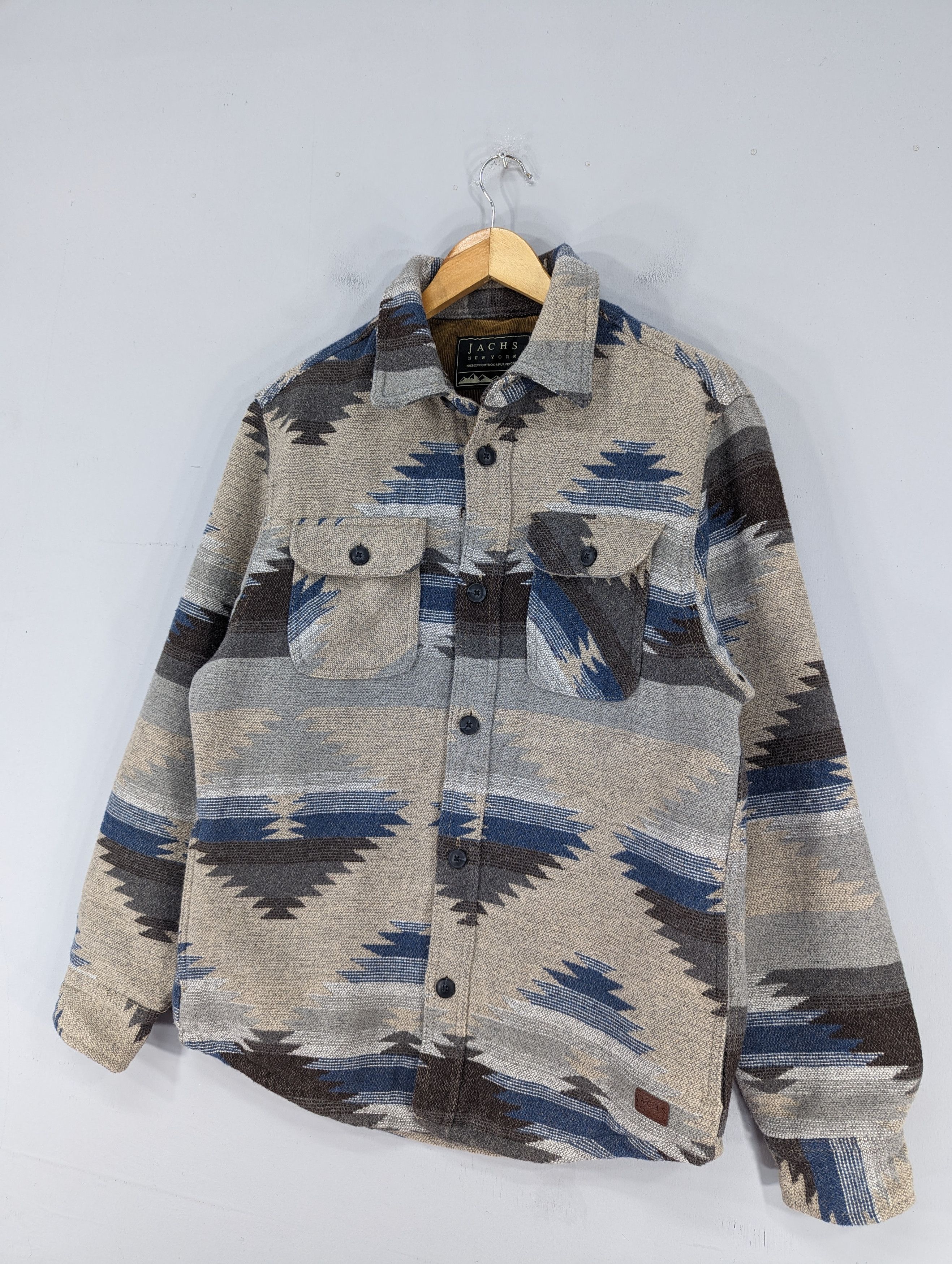JACHS NY 💥RARE💥Cream Aztec Wool Blend Shirt Jacket Size US M / EU 48-50 / 2 - 3 Thumbnail