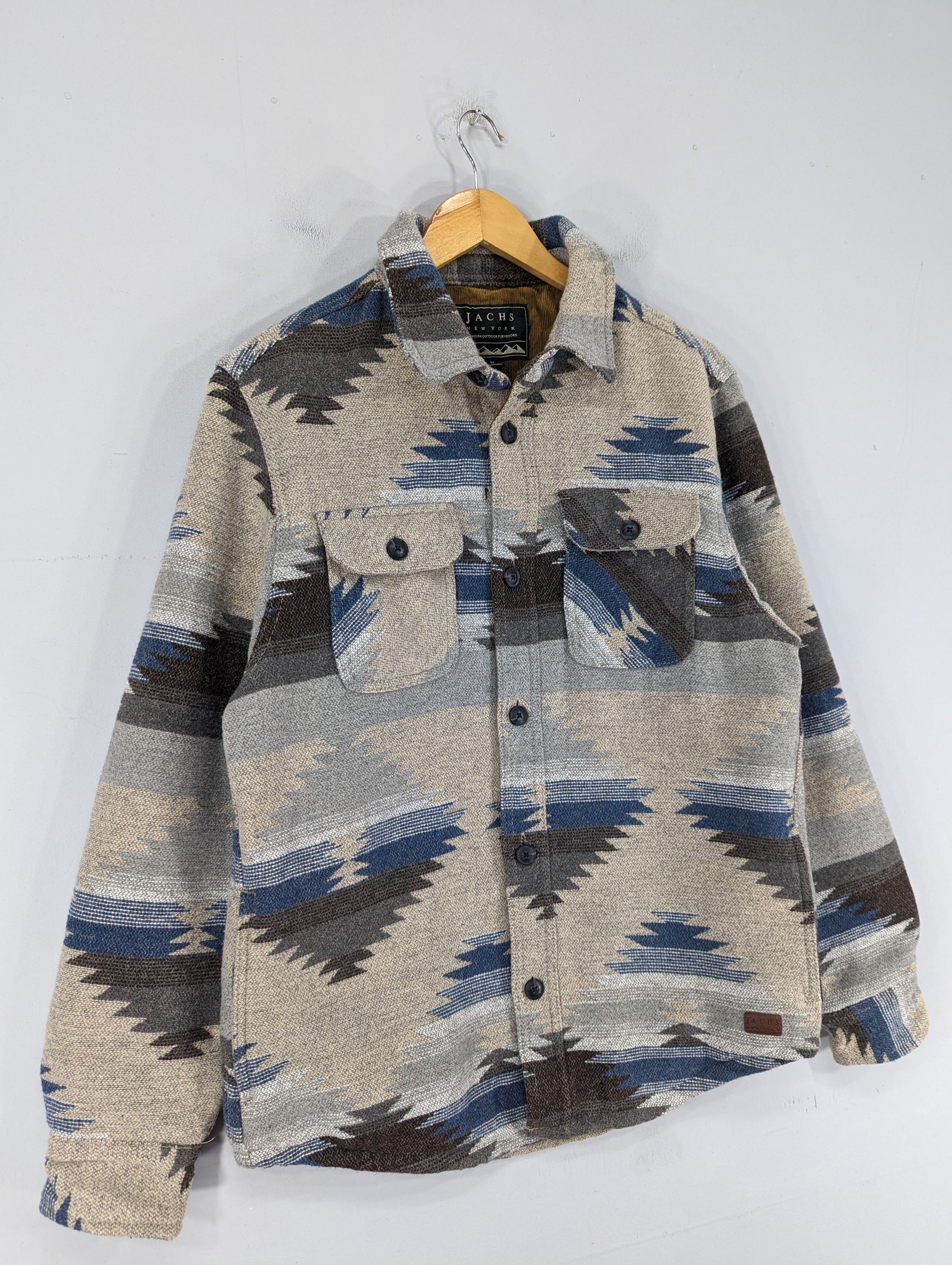 JACHS NY 💥RARE💥Cream Aztec Wool Blend Shirt Jacket Size US M / EU 48-50 / 2 - 2 Thumbnail