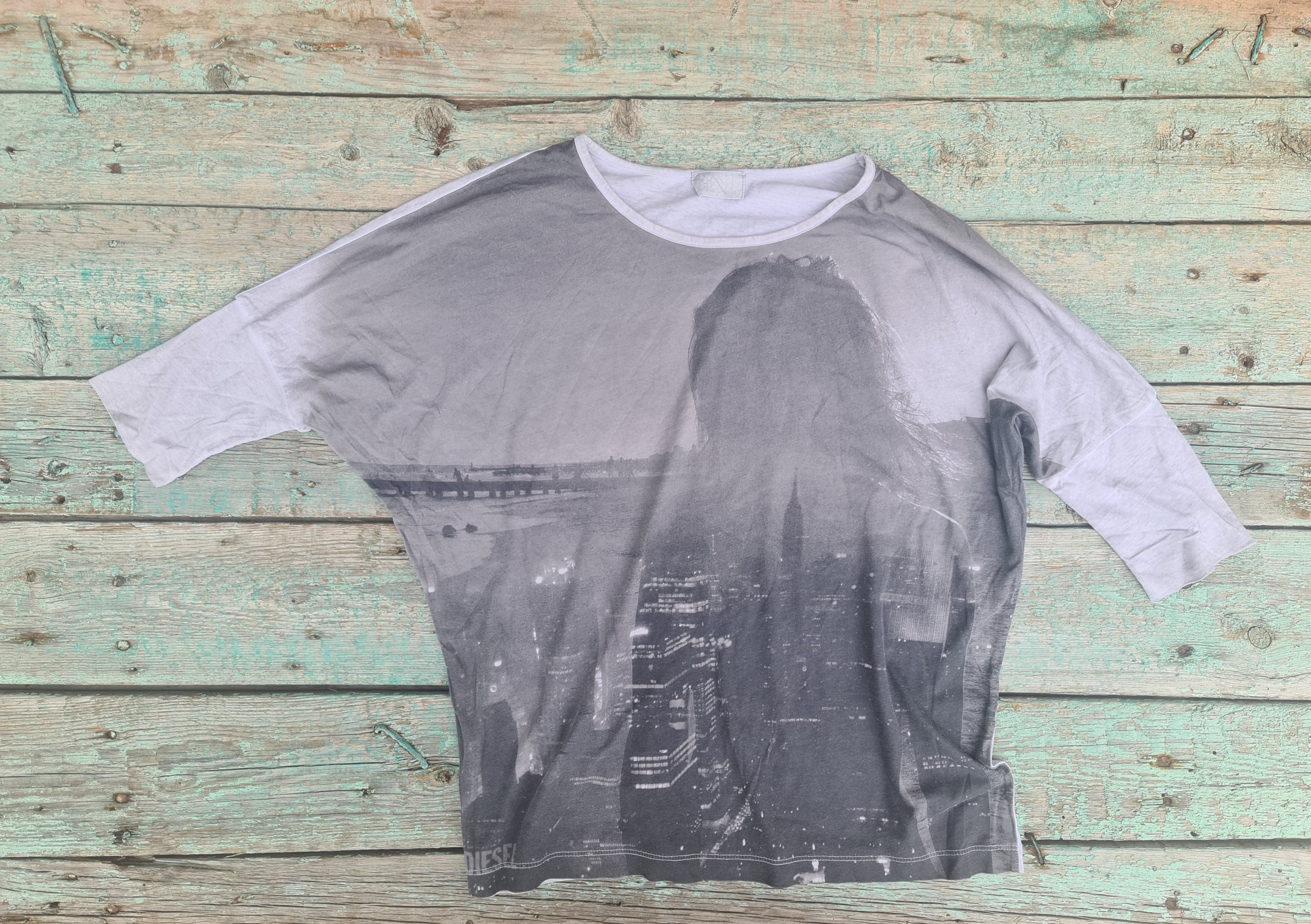 55DSL Diesel Ombre Oversize gray t-shirt grotesque print Size M / US 6-8 / IT 42-44 - 4 Thumbnail
