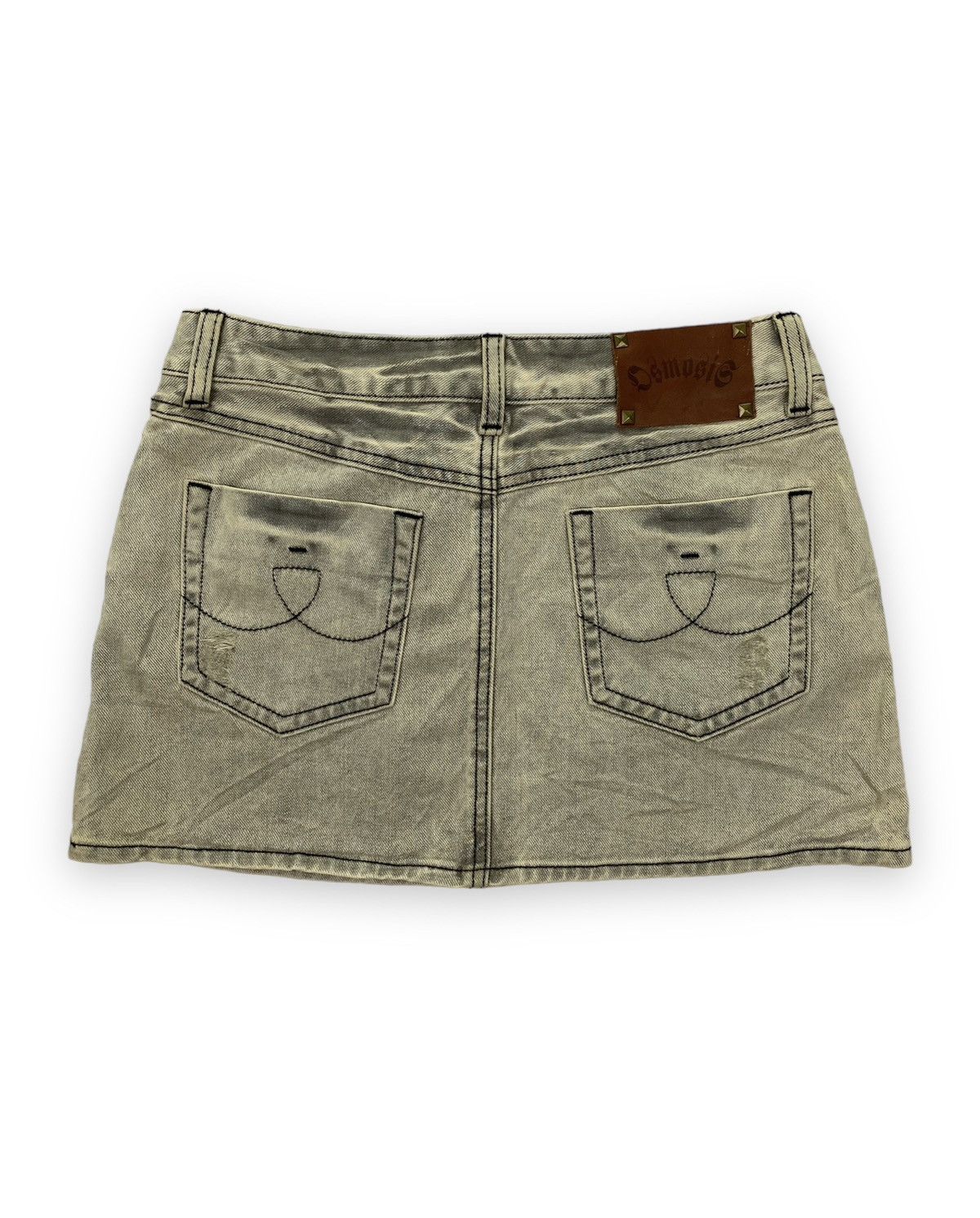Japanese Brand Osmosis Studded Distressed Jeans Skirt Size 28" / US 6 / IT 42 - 2 Thumbnail