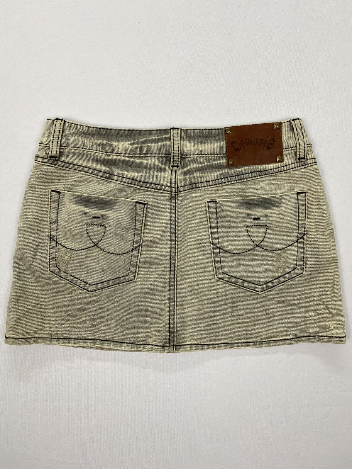 Japanese Brand Osmosis Studded Distressed Jeans Skirt Size 28" / US 6 / IT 42 - 4 Thumbnail