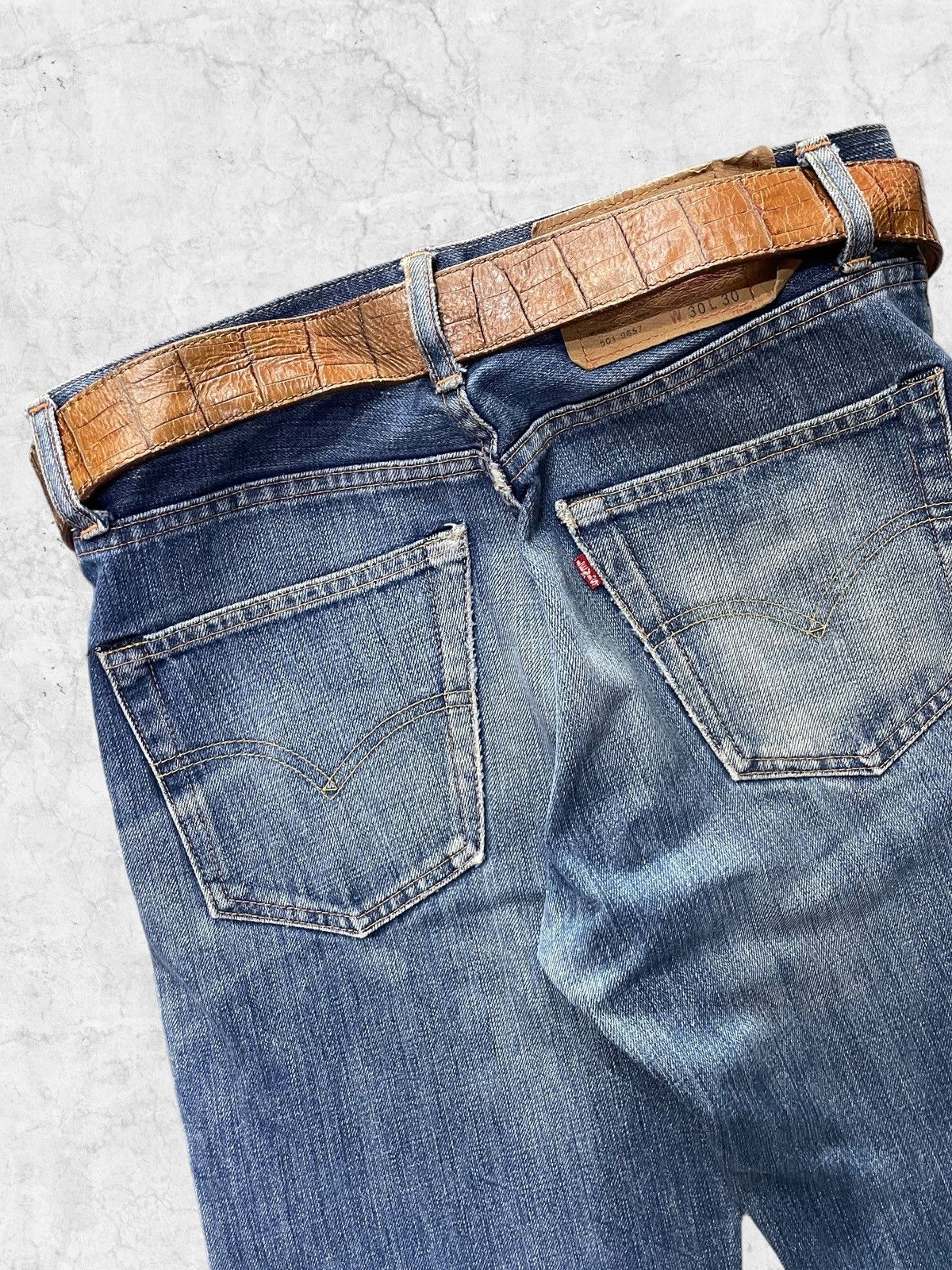 LVC × Levi's × Vintage Vtg 90s Levi’s 501 0657 Big E Selvedge Jeans & Leather Belt Size US 30 / EU 46 - 10 Thumbnail