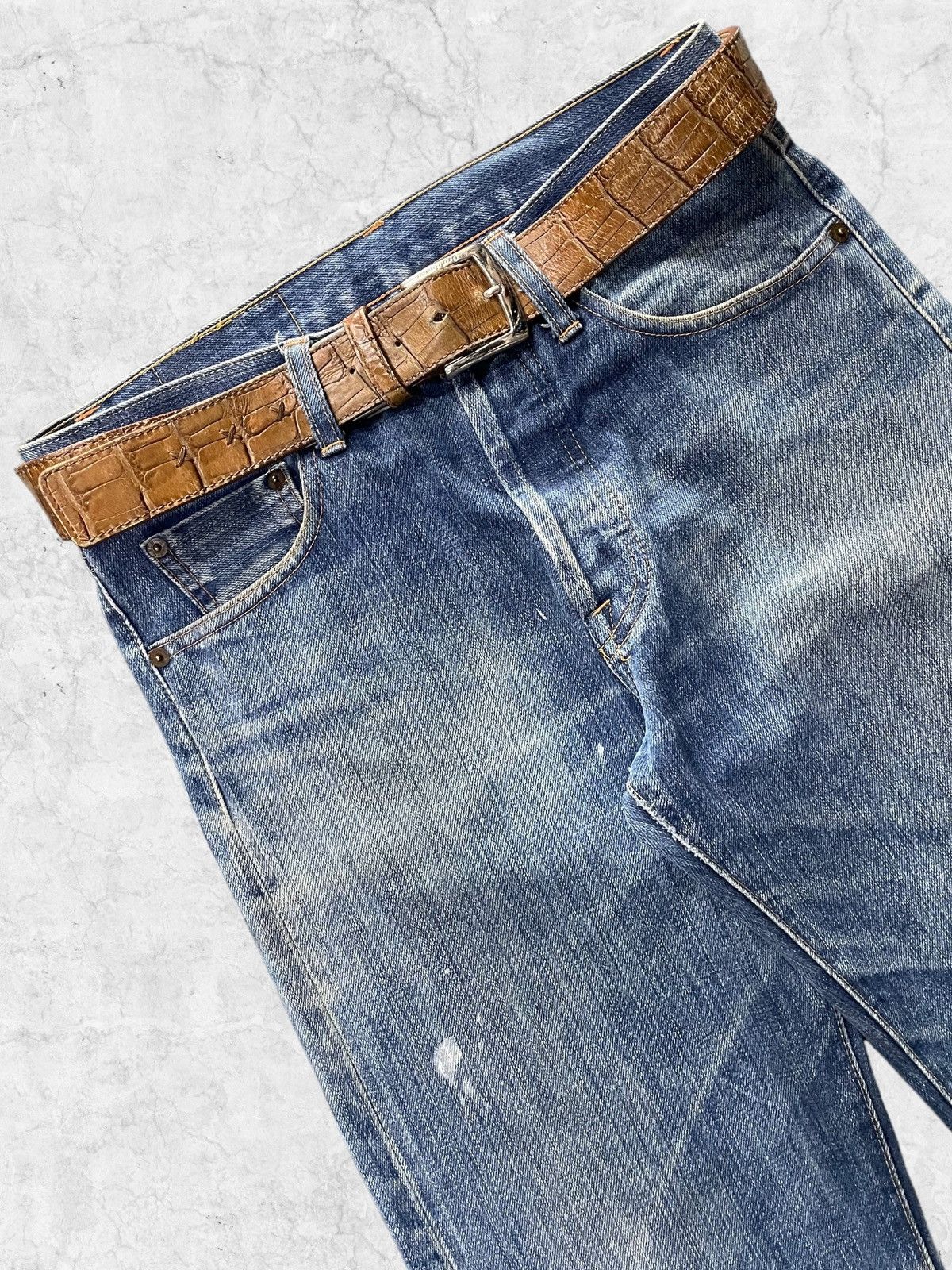LVC × Levi's × Vintage Vtg 90s Levi’s 501 0657 Big E Selvedge Jeans & Leather Belt Size US 30 / EU 46 - 4 Thumbnail