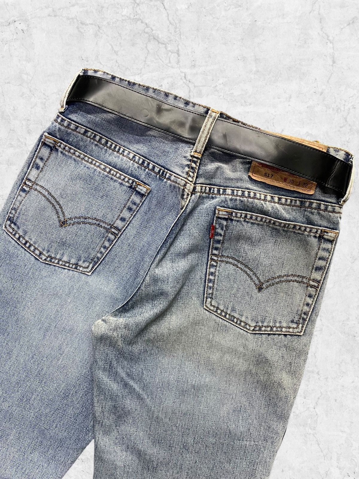 Levi's × Vintage Vtg Levi’s 517 Flared Crash Distressed Jeans leather belt Size US 30 / EU 46 - 9 Thumbnail