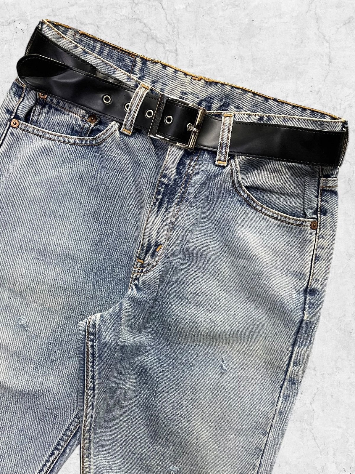 Levi's × Vintage Vtg Levi’s 517 Flared Crash Distressed Jeans leather belt Size US 30 / EU 46 - 4 Thumbnail