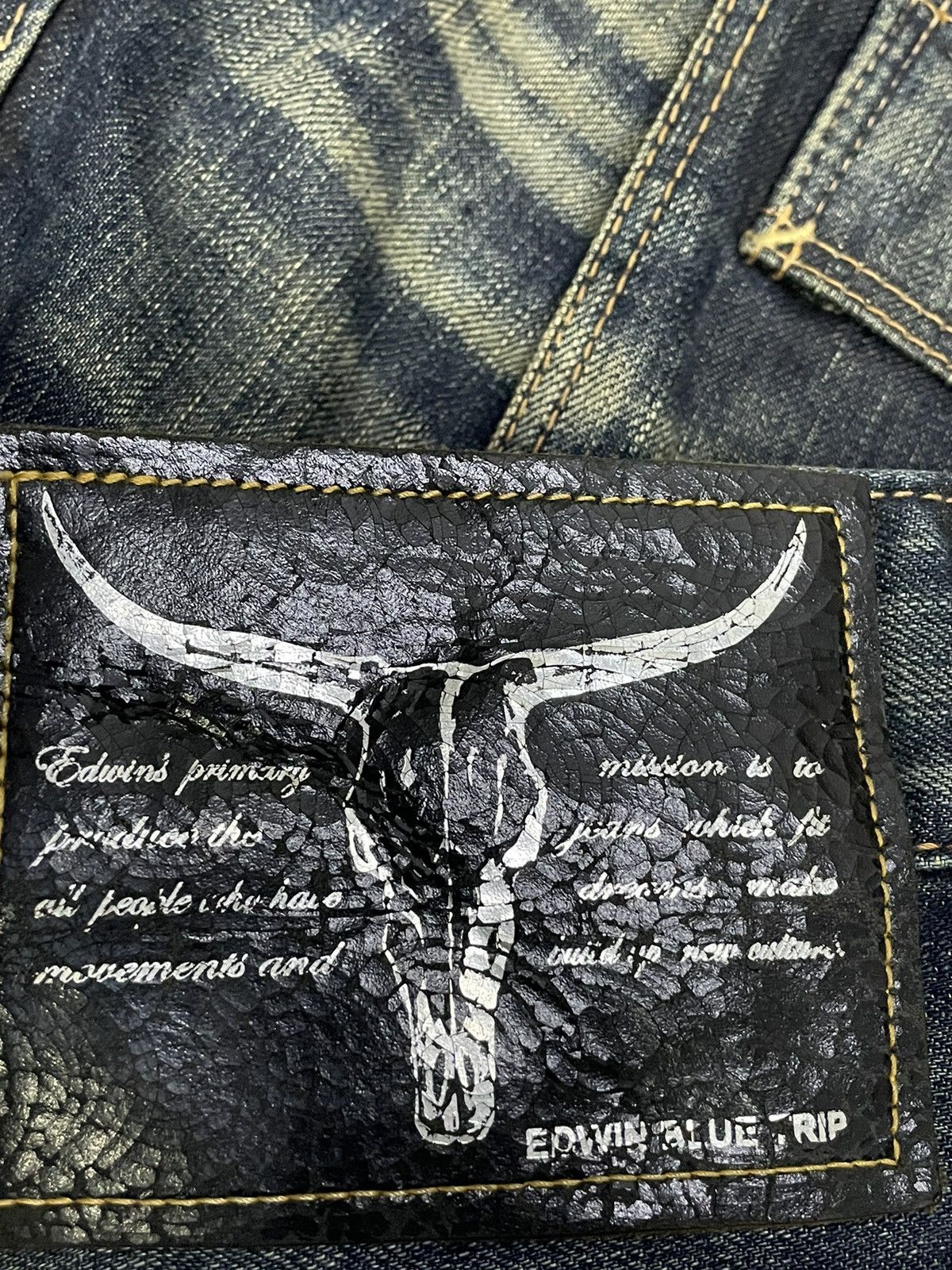 Edwin × Levi's × Vintage Vtg Edwin Paradox Bush Pocket Mud Denim Pants Leather Belt Size US 32 / EU 48 - 15 Thumbnail