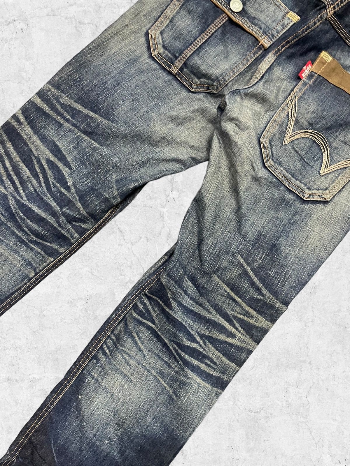 Edwin × Levi's × Vintage Vtg Edwin Paradox Bush Pocket Mud Denim Pants Leather Belt Size US 32 / EU 48 - 14 Thumbnail