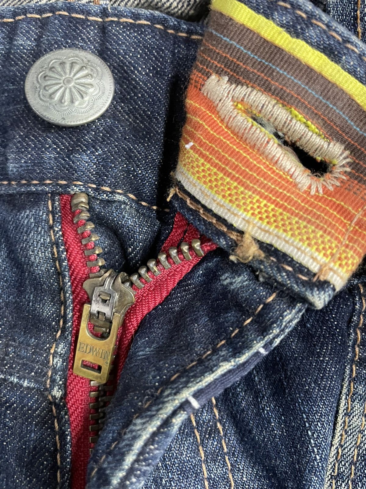 Edwin × Levi's × Vintage Vtg Edwin Paradox Bush Pocket Mud Denim Pants Leather Belt Size US 32 / EU 48 - 9 Thumbnail