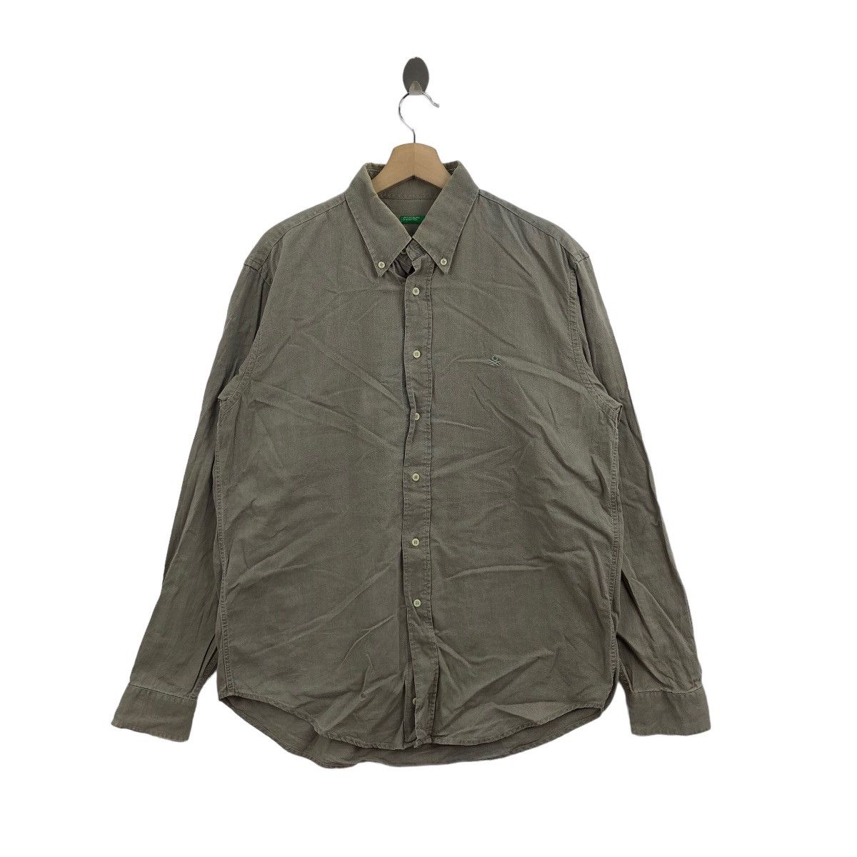 image of United Colors Of Benetton Shirt Oxford Casual Style in Khaki, Men's (Size Large)