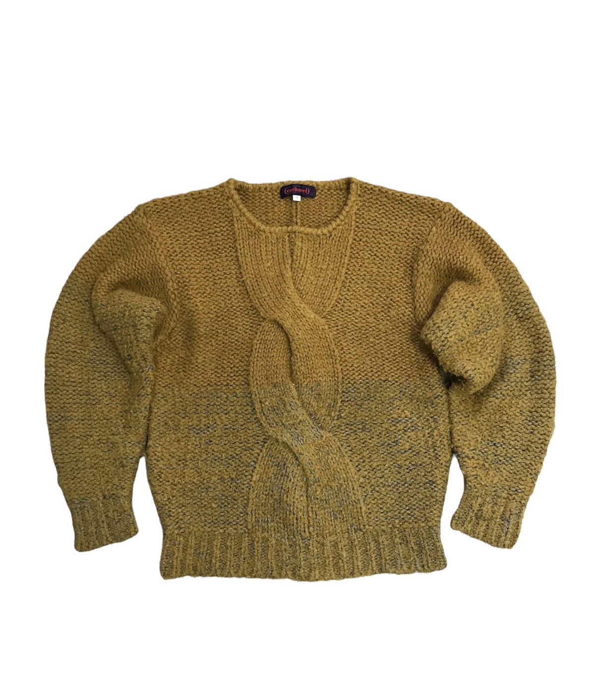 image of Coloured Cable Knit Sweater Nicecacharel Wool Knitwear Sweater in Yellow, Women's (Size Medium)