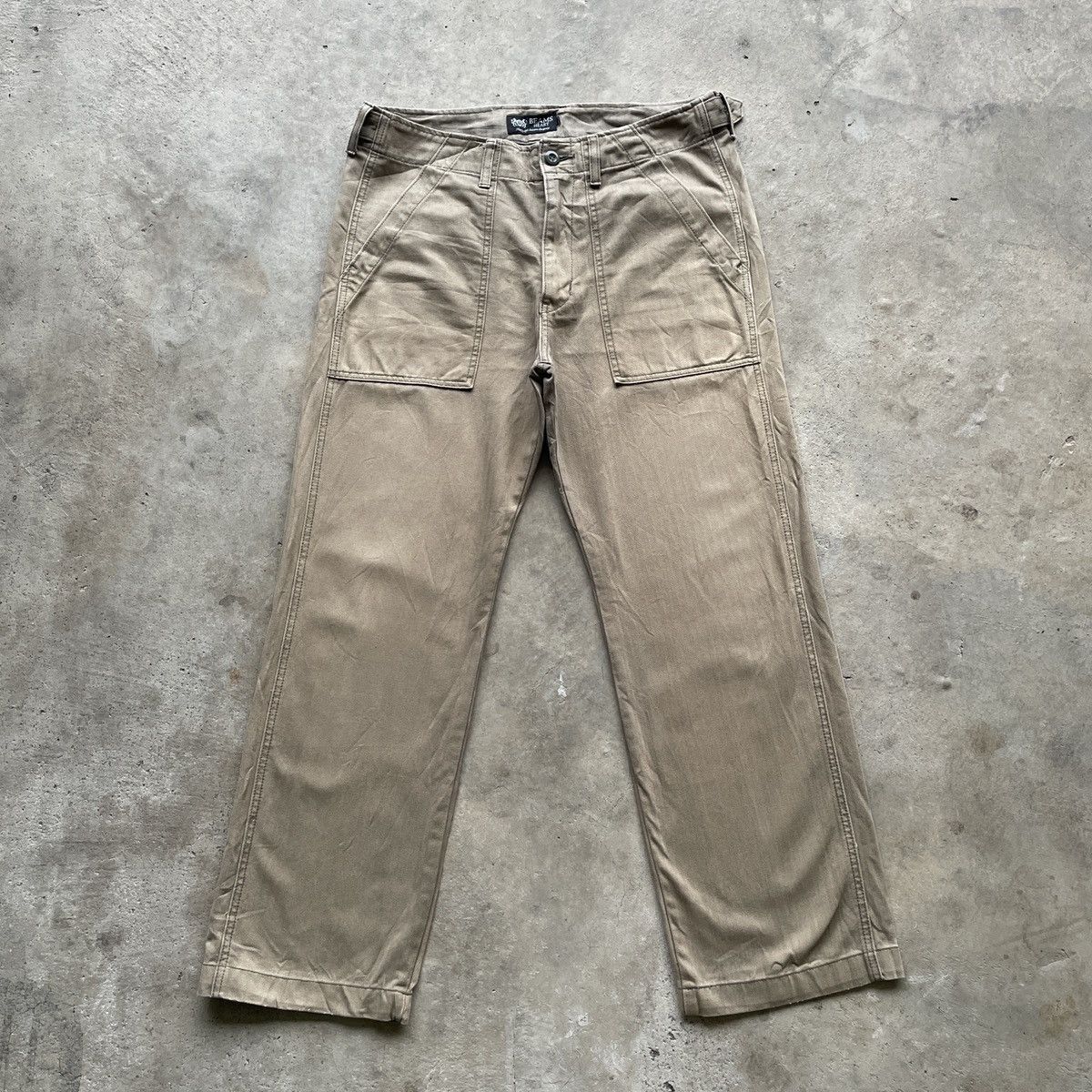 image of Beams Plus Vintage Beams Heart Faded Trousers Pants Military Style W32, Men's