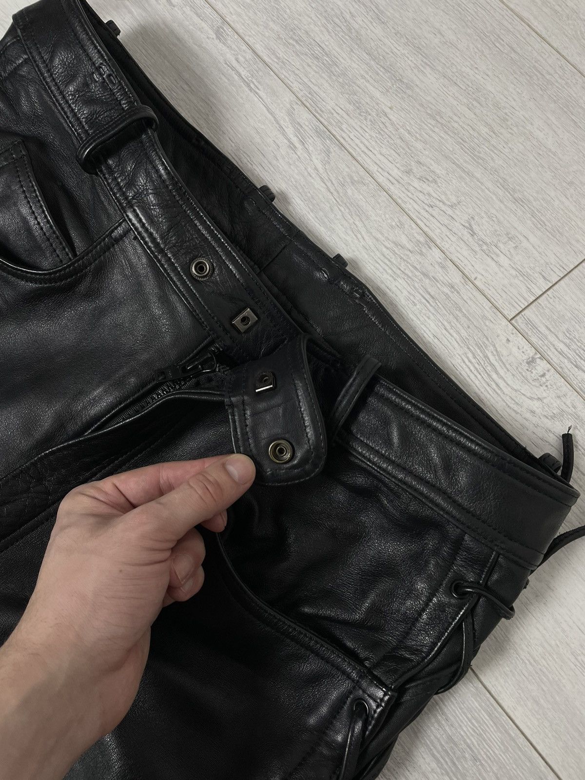 20471120 × Japanese Brand Vintage leather pants bondage Motorcycle travis Size US 37 - 4 Thumbnail