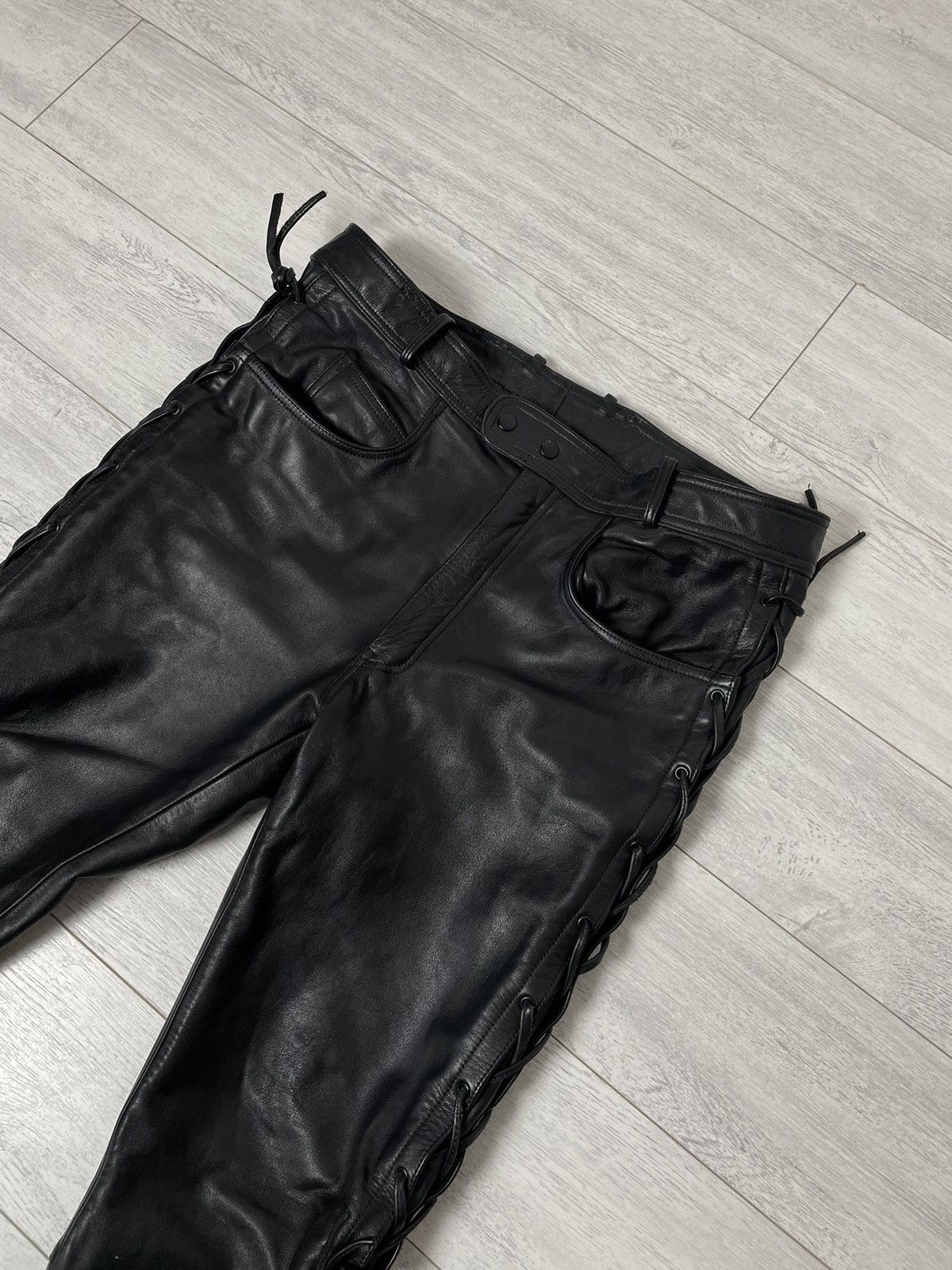 20471120 × Japanese Brand Vintage leather pants bondage Motorcycle travis Size US 37 - 3 Thumbnail