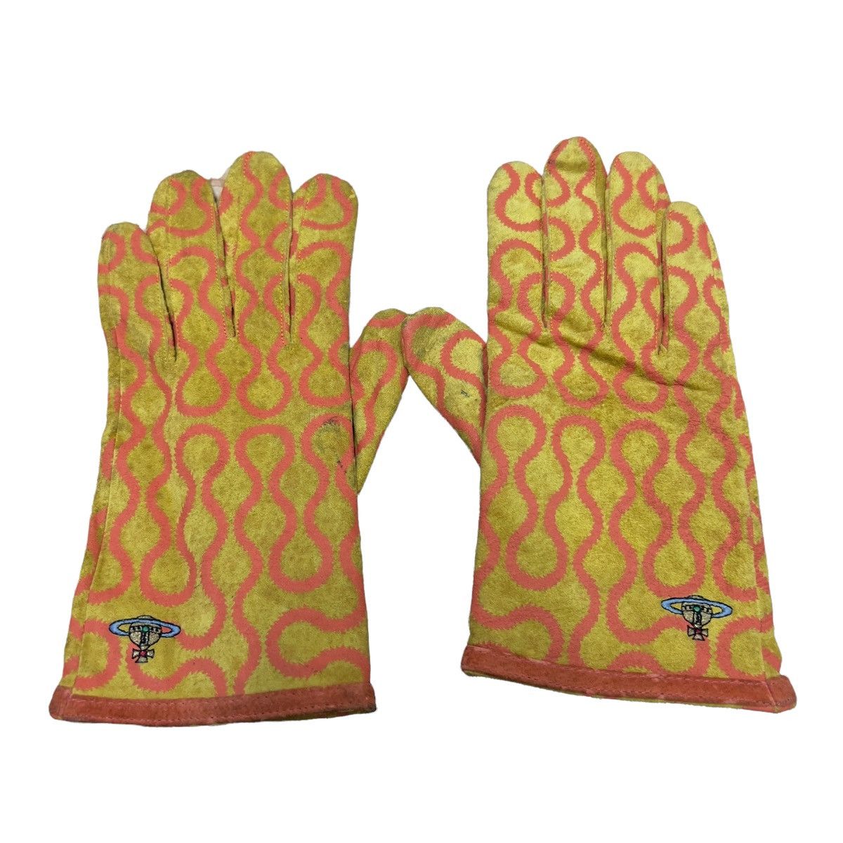 Genuine Leather Vivienne Westwood Vintage 90s Squiggle Print Leather Gloves Size ONE SIZE - 2 Thumbnail