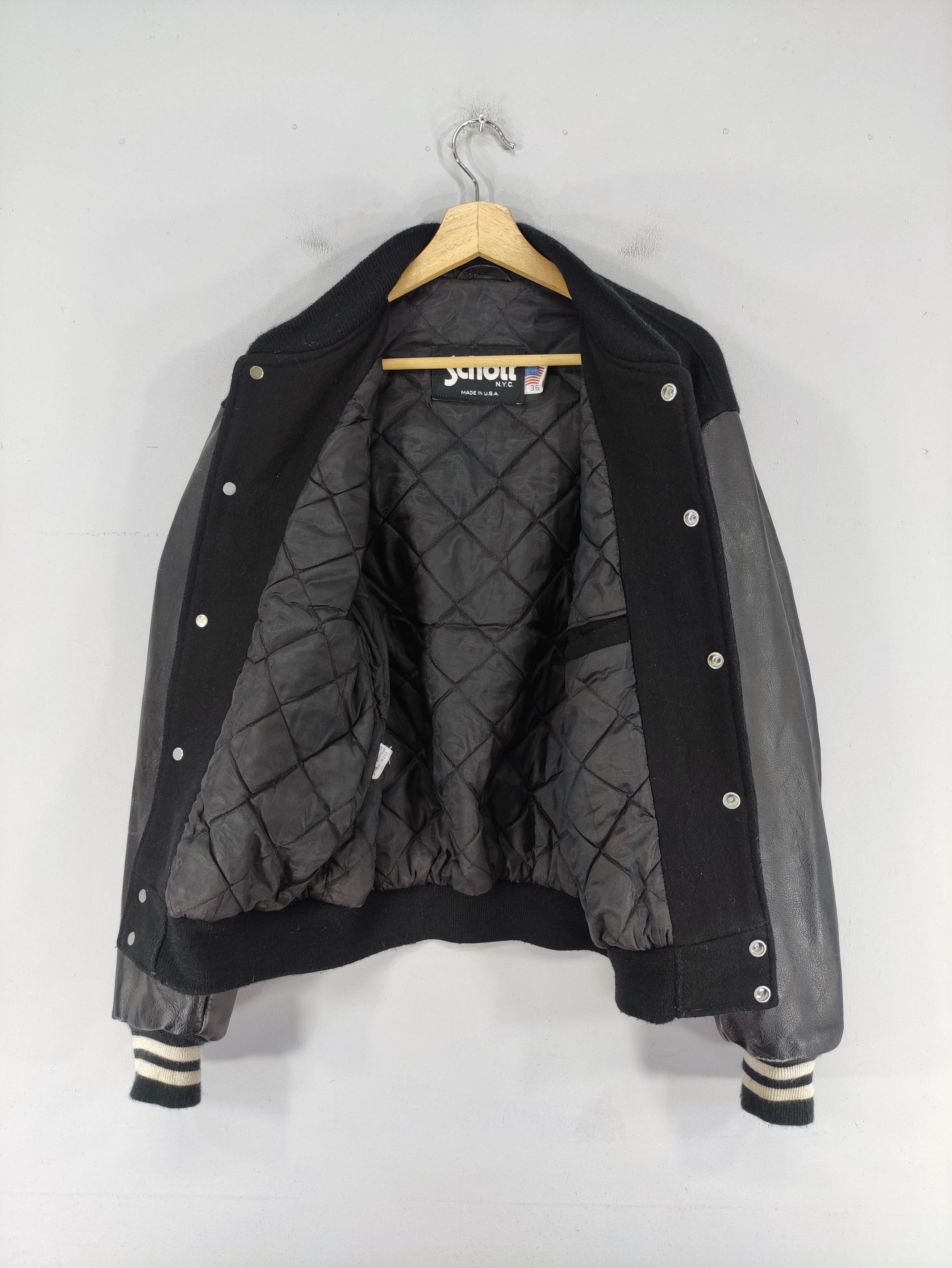 Schott Vintage Schott Varsity Wool Jacket Leather Sleeve Size US L / EU 52-54 / 3 - 7 Thumbnail