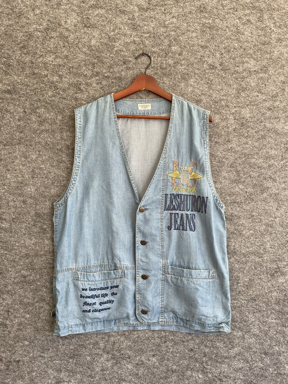 Japanese Brand × Vintage VINTAGE LESHURON SPORTS DENIM VEST Size US L / EU 52-54 / 3 - 1 Thumbnail