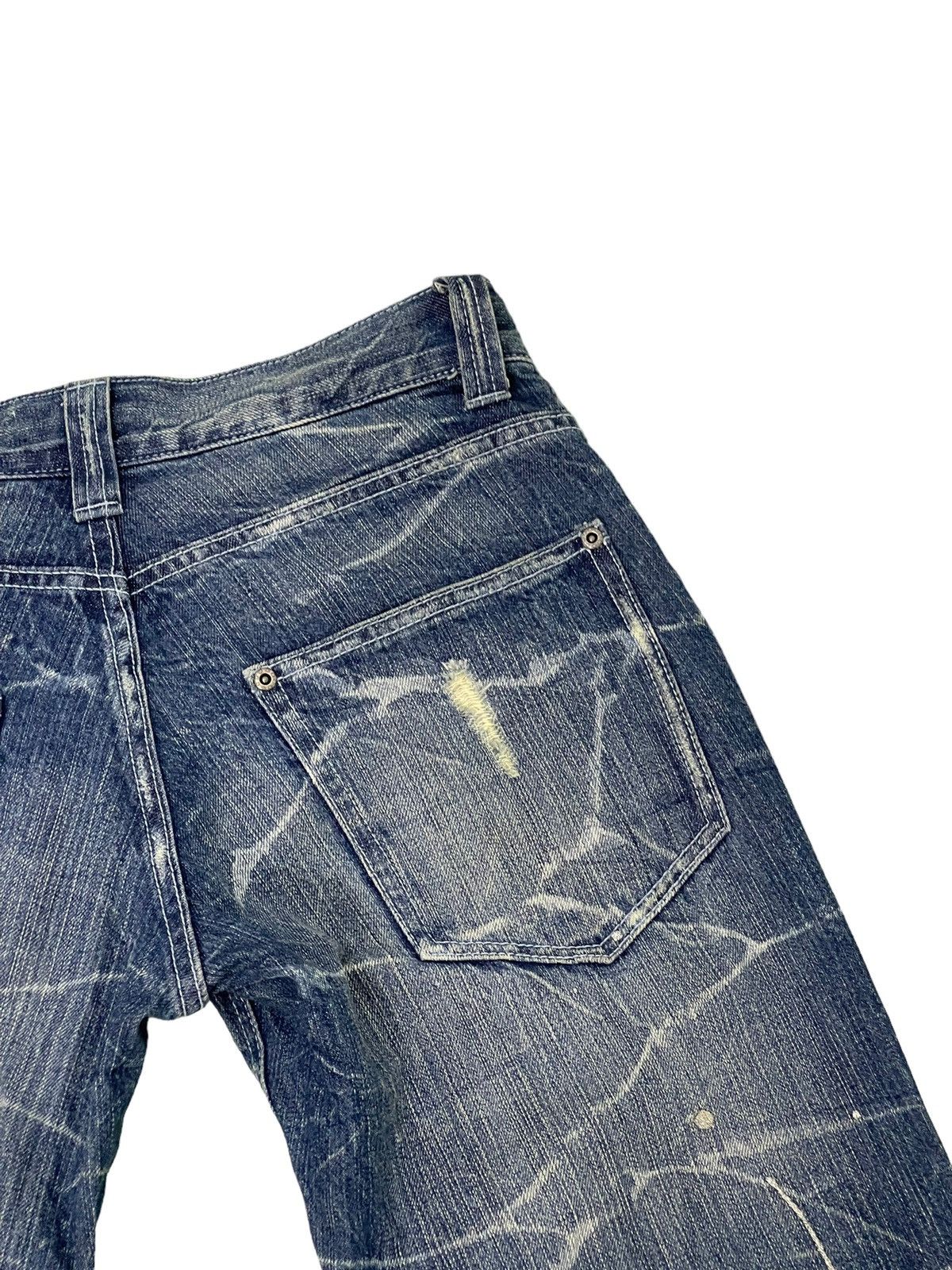 Japanese Brand Flare Jeans Nylaus Distress Denim Acid Wash Painted 7🟦 Size US 29 - 20 Thumbnail