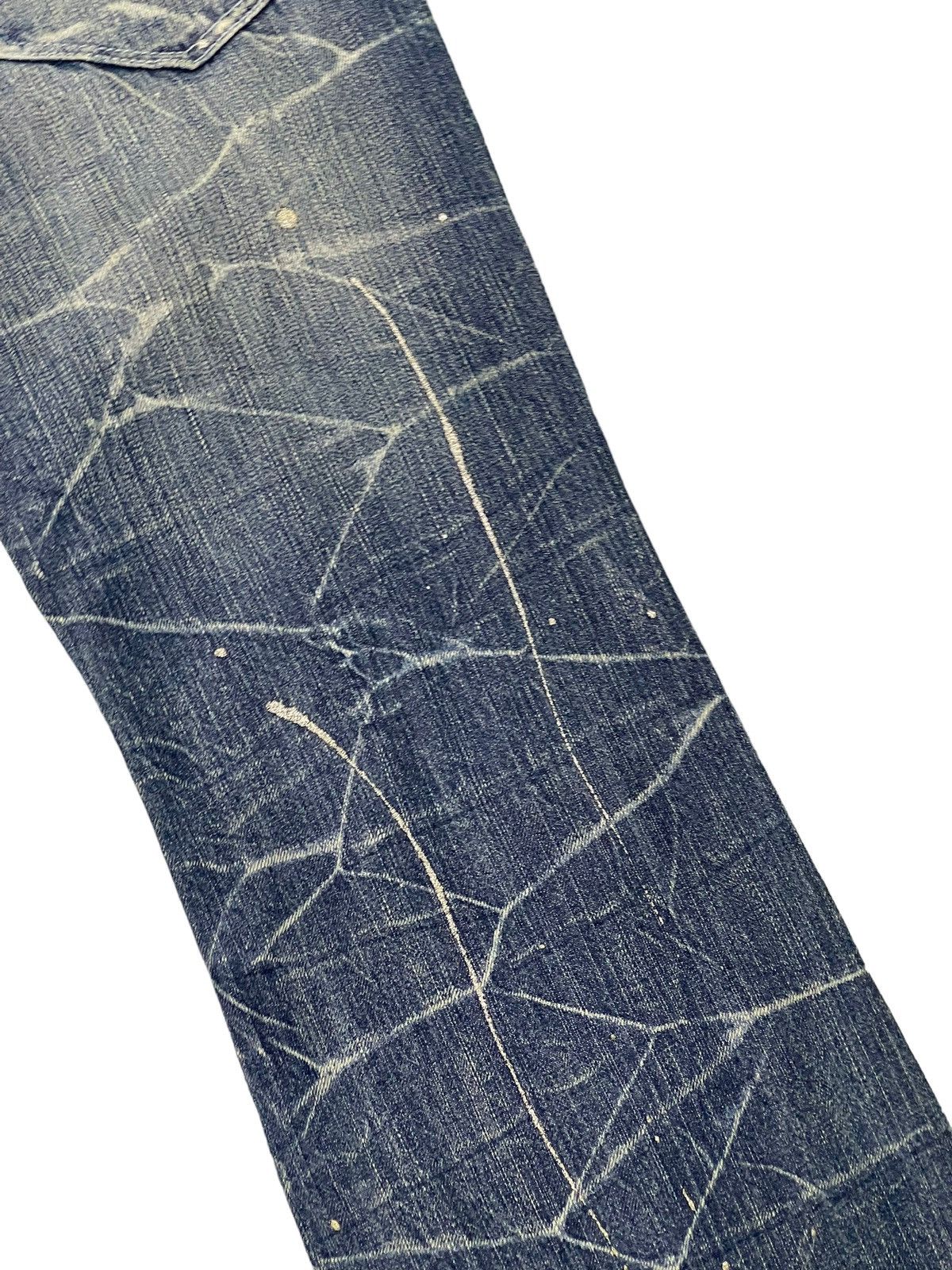 Japanese Brand Flare Jeans Nylaus Distress Denim Acid Wash Painted 7🟦 Size US 29 - 18 Thumbnail