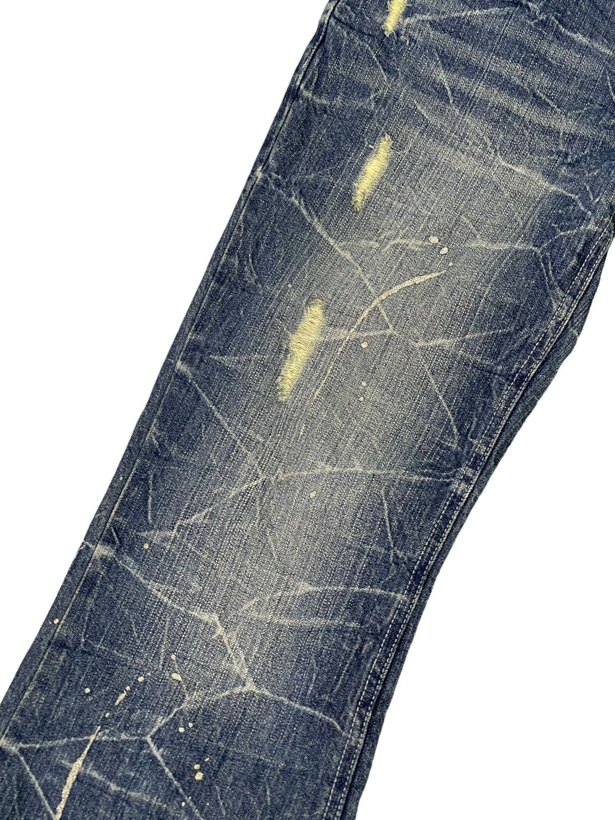 Japanese Brand Flare Jeans Nylaus Distress Denim Acid Wash Painted 7🟦 Size US 29 - 6 Thumbnail