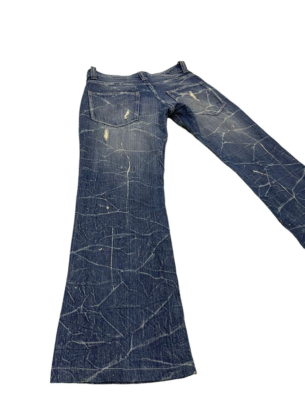 Japanese Brand Flare Jeans Nylaus Distress Denim Acid Wash Painted 7🟦 Size US 29 - 13 Thumbnail