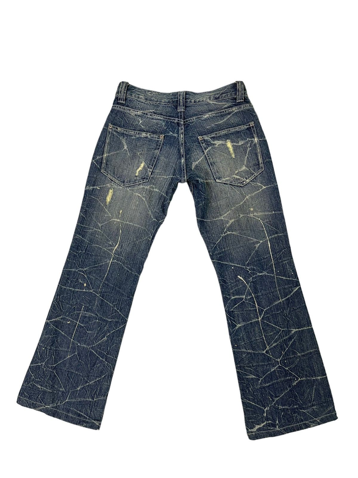 Japanese Brand Flare Jeans Nylaus Distress Denim Acid Wash Painted 7🟦 Size US 29 - 12 Thumbnail