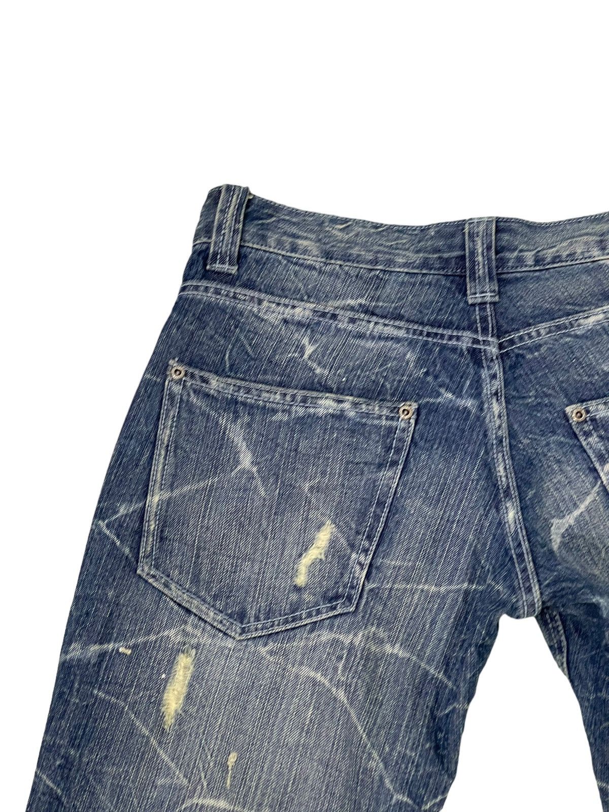 Japanese Brand Flare Jeans Nylaus Distress Denim Acid Wash Painted 7🟦 Size US 29 - 19 Thumbnail