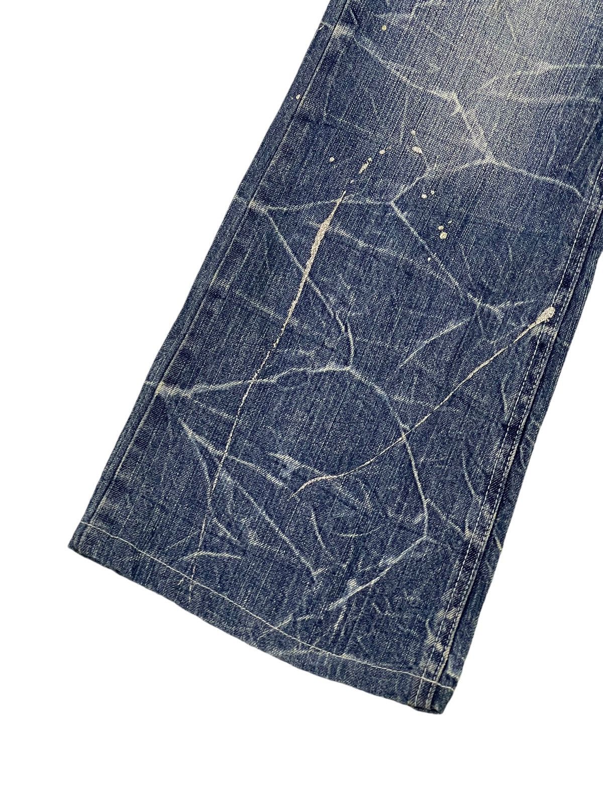 Japanese Brand Flare Jeans Nylaus Distress Denim Acid Wash Painted 7🟦 Size US 29 - 5 Thumbnail