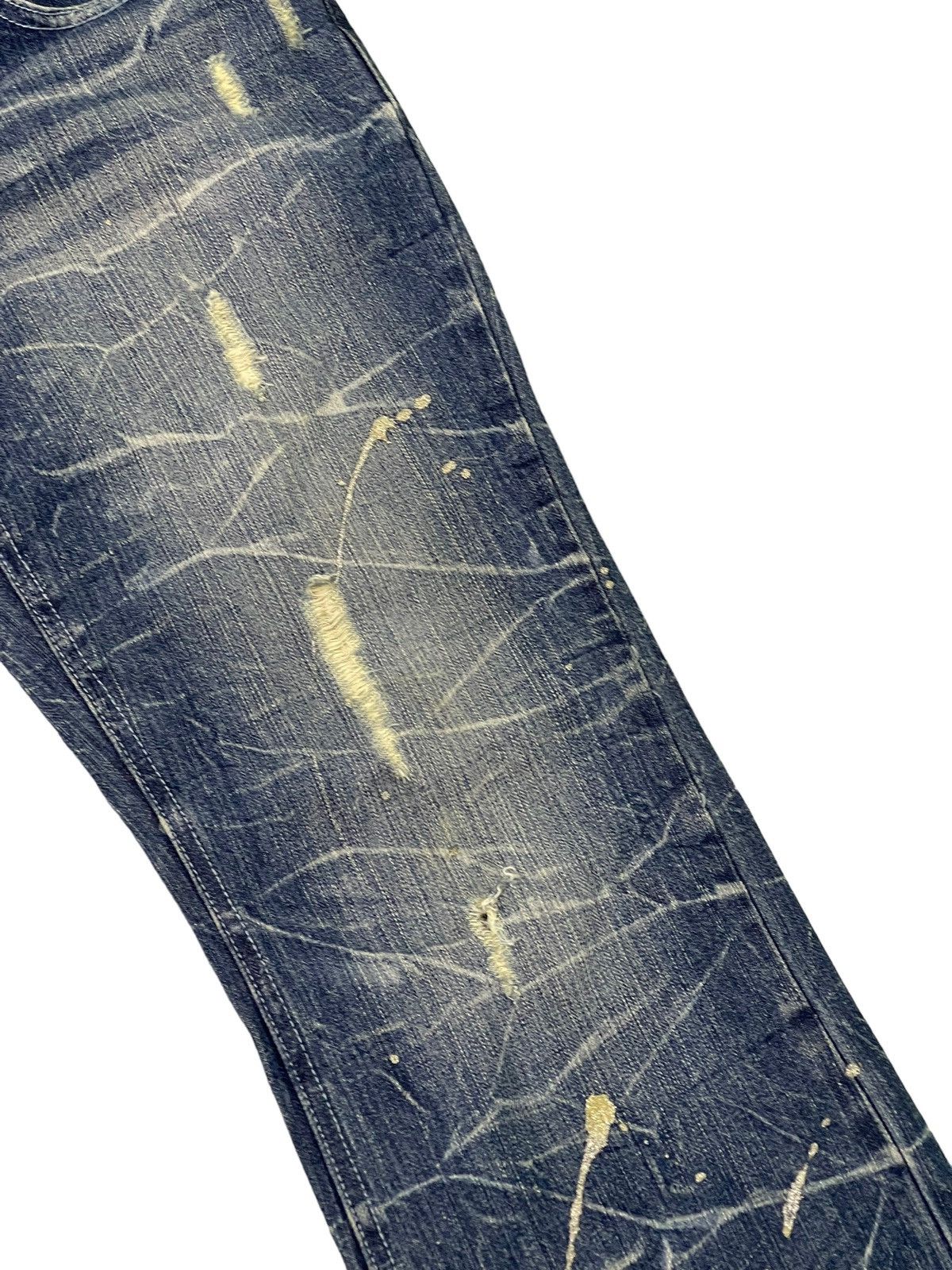 Japanese Brand Flare Jeans Nylaus Distress Denim Acid Wash Painted 7🟦 Size US 29 - 7 Thumbnail
