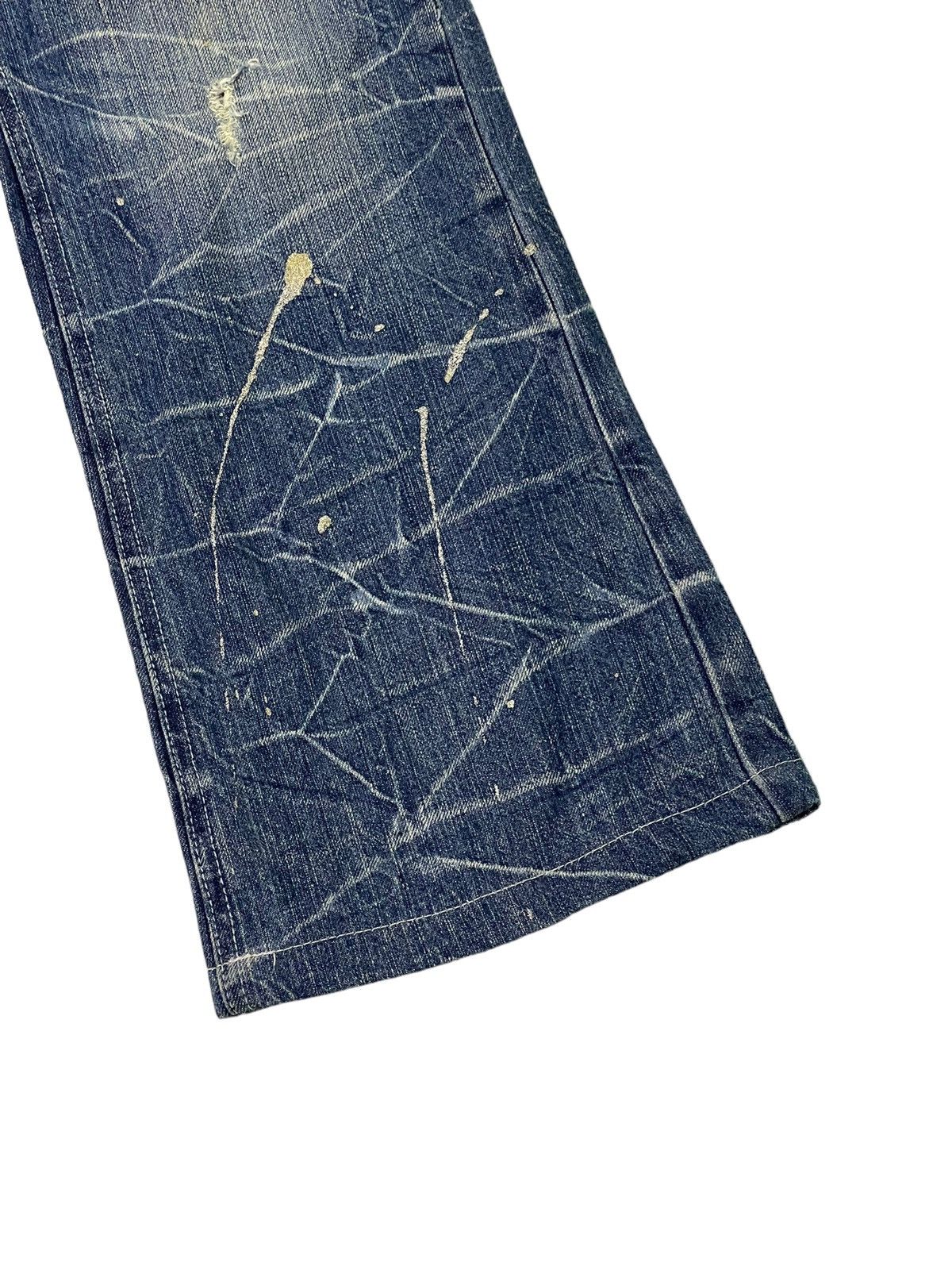 Japanese Brand Flare Jeans Nylaus Distress Denim Acid Wash Painted 7🟦 Size US 29 - 4 Thumbnail