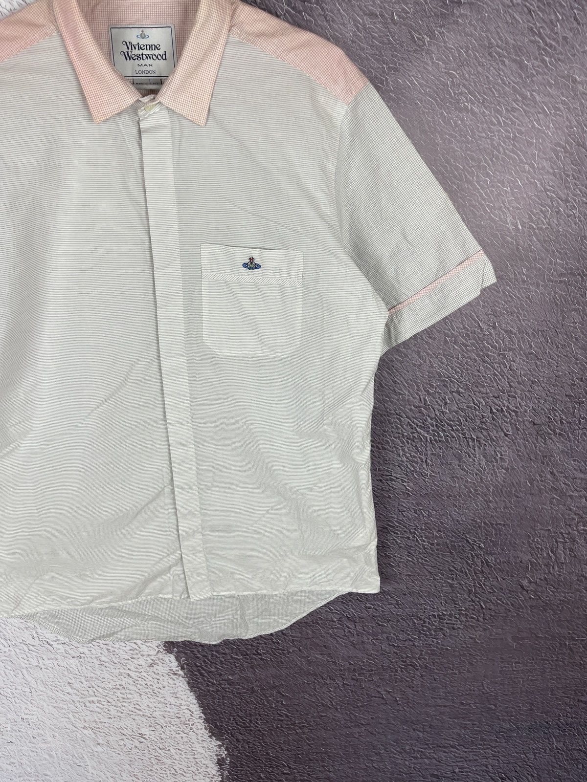 Vivienne Westwood Vivienne Westwood 2 color striped checkered ss shirt logo Size US L / EU 52-54 / 3 - 6 Thumbnail