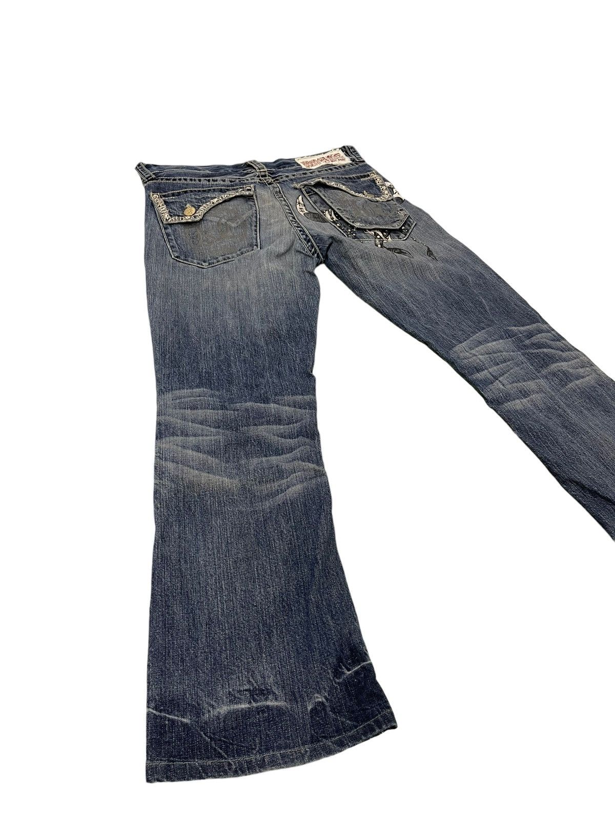 Japanese Brand Flare Jeans Key Closet Slim Distress Denim Boot Cut 7🟦 Size US 35 - 13 Thumbnail