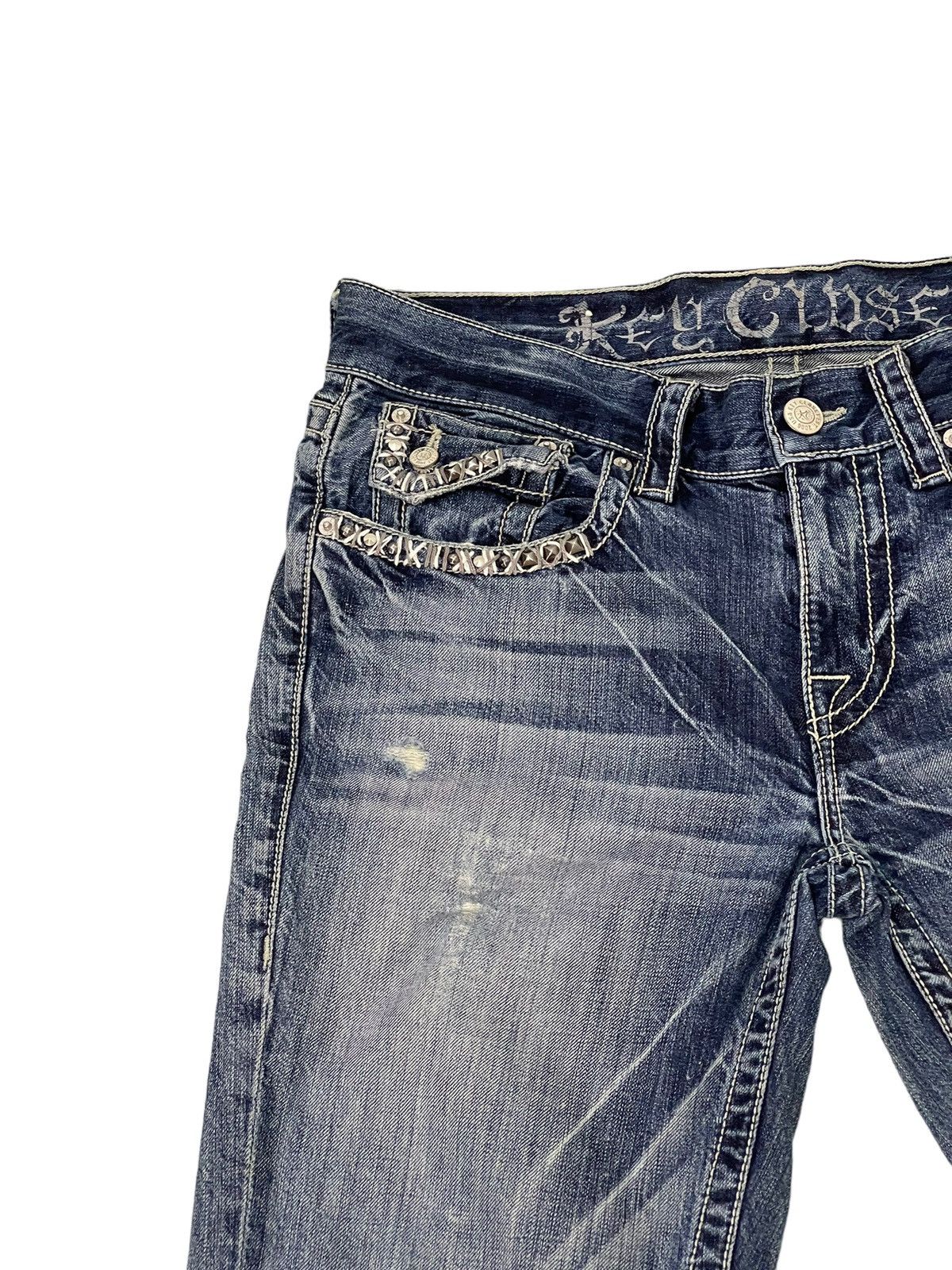 Japanese Brand Flare Jeans Key Closet Slim Distress Denim Boot Cut 7🟦 Size US 35 - 8 Thumbnail